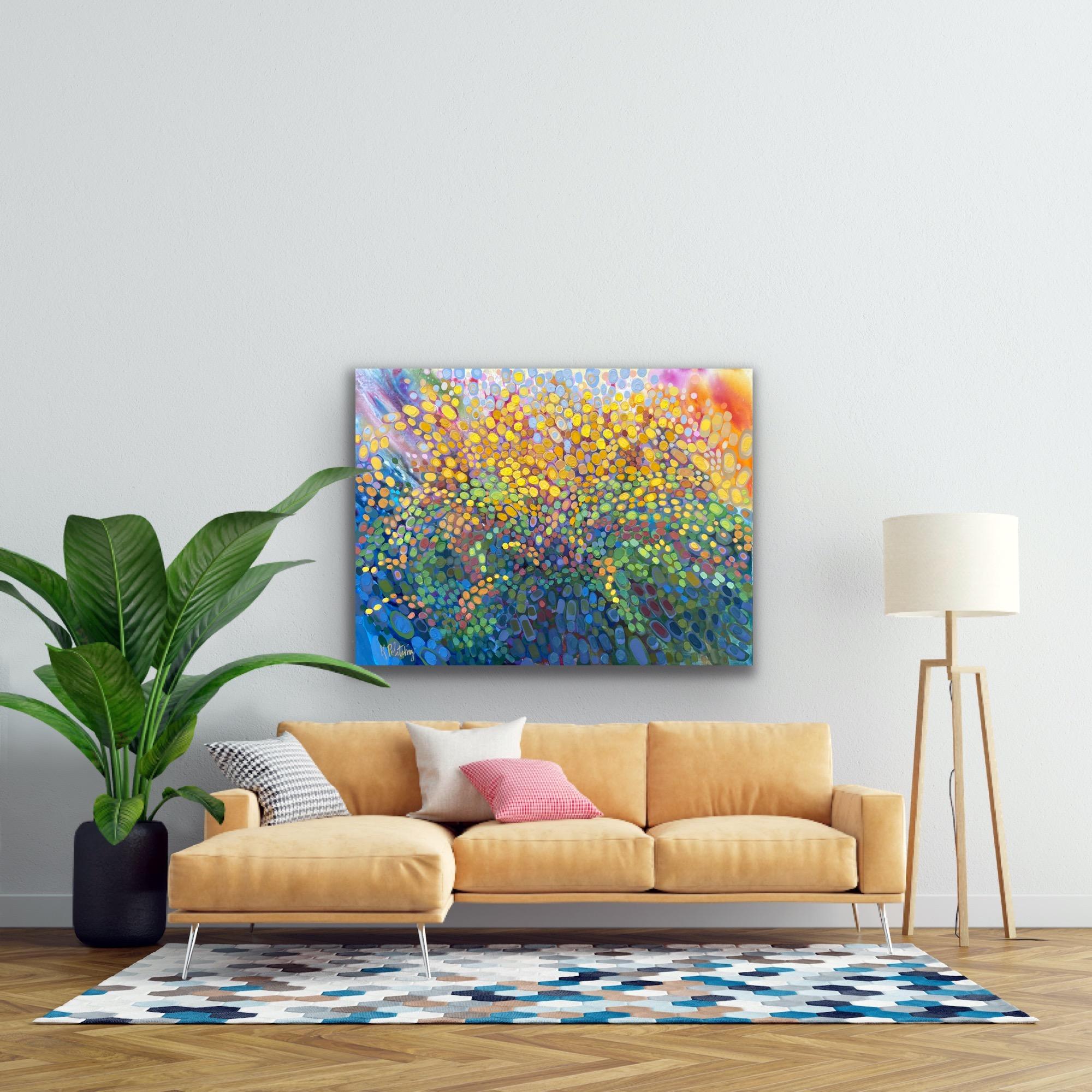 Dancing Goldenrod - Abstract Painting by Kristen Pobatschnig