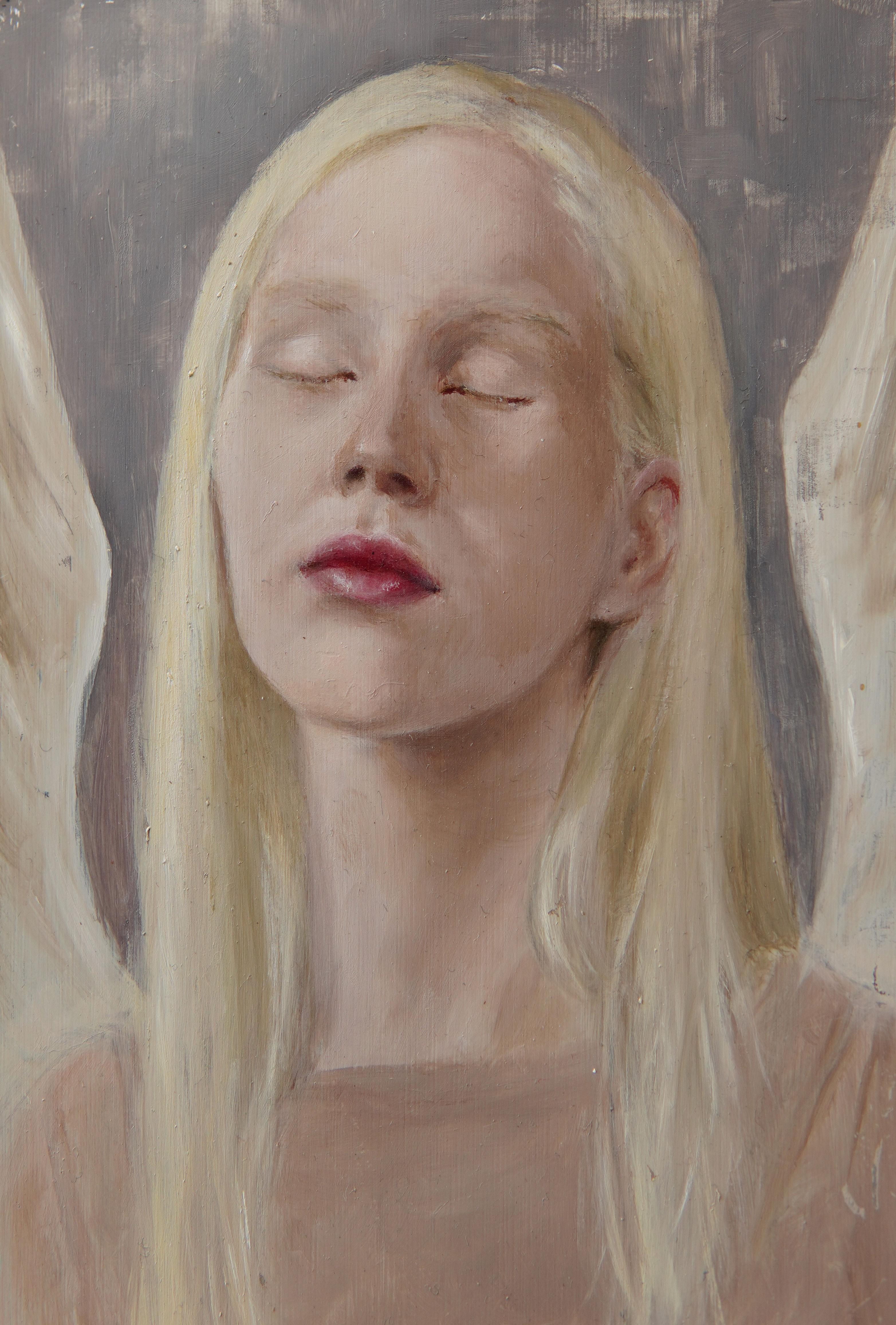 L'opera "Passage" di Kristen Santucci è un dipinto a olio originale, realizzato a mano, che raffigura il ritratto di una donna bionda con le ali bianche.

Kristen è cresciuta a Greenbelt, nel Maryland. Da bambina è sempre stata creativa e aveva un