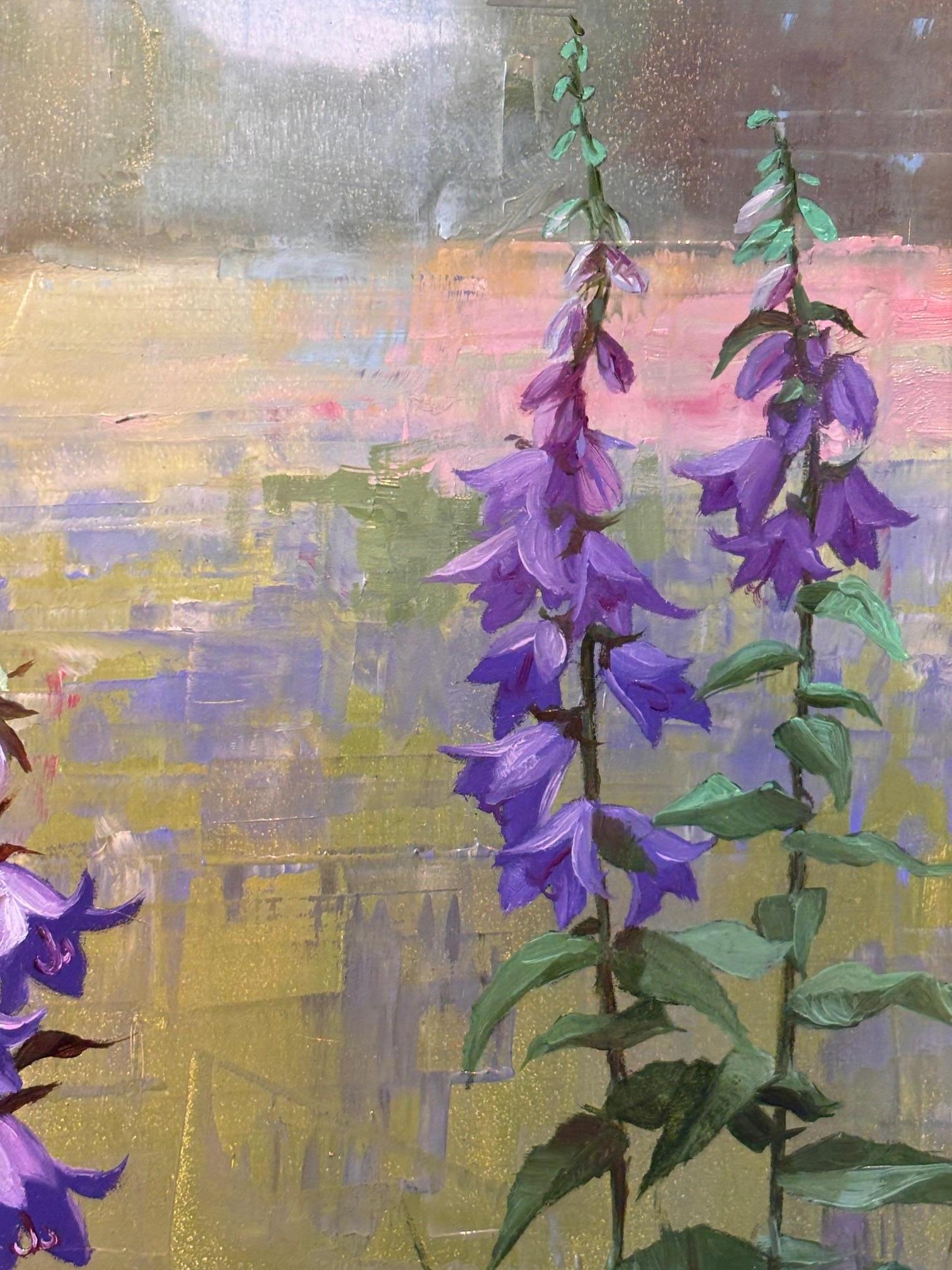 Campanula - original impressionism painting - contemporary art - Realist Painting by Kristen Savage