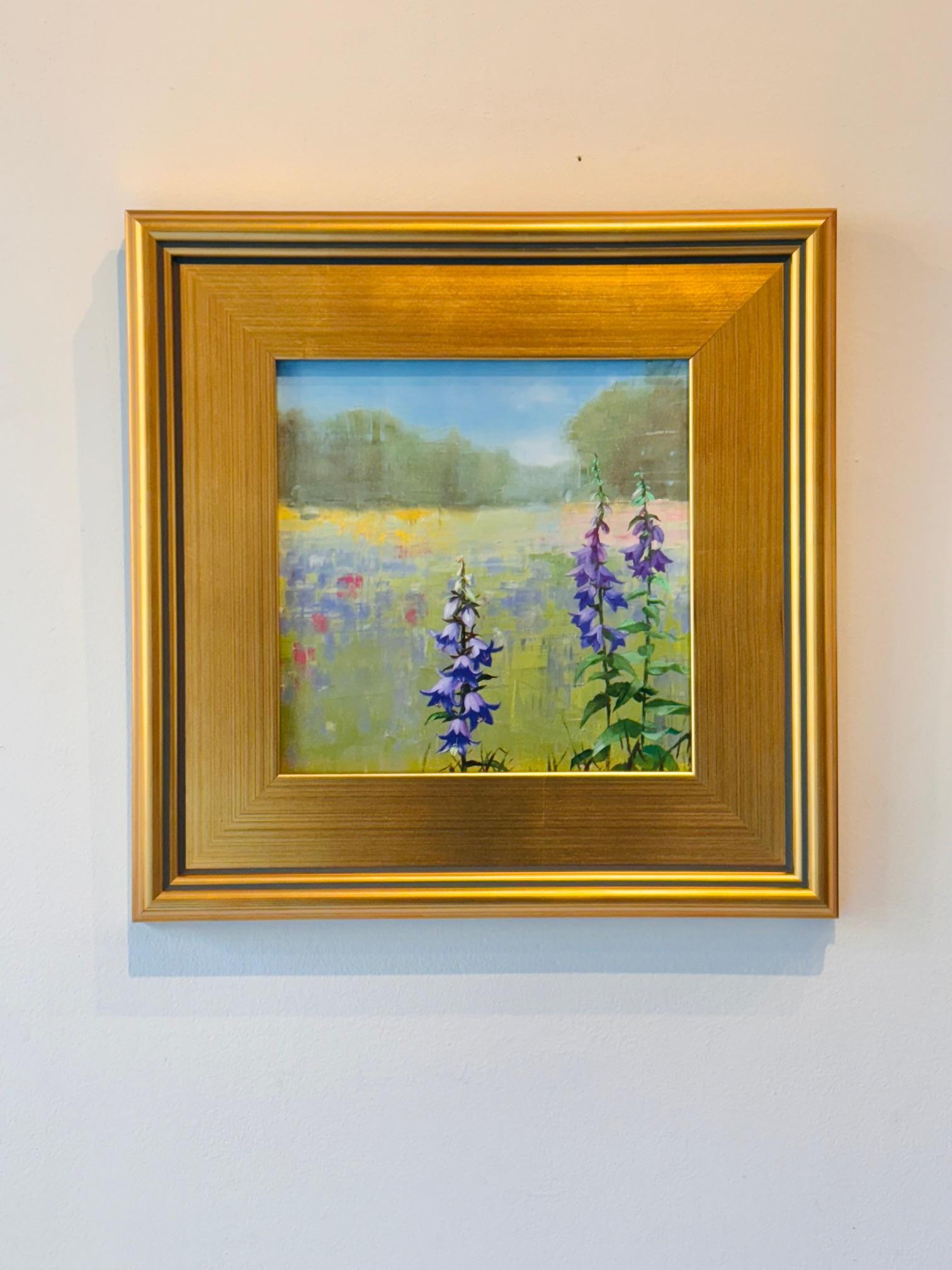Campanula - original impressionism painting - contemporary art - Gray Interior Painting by Kristen Savage