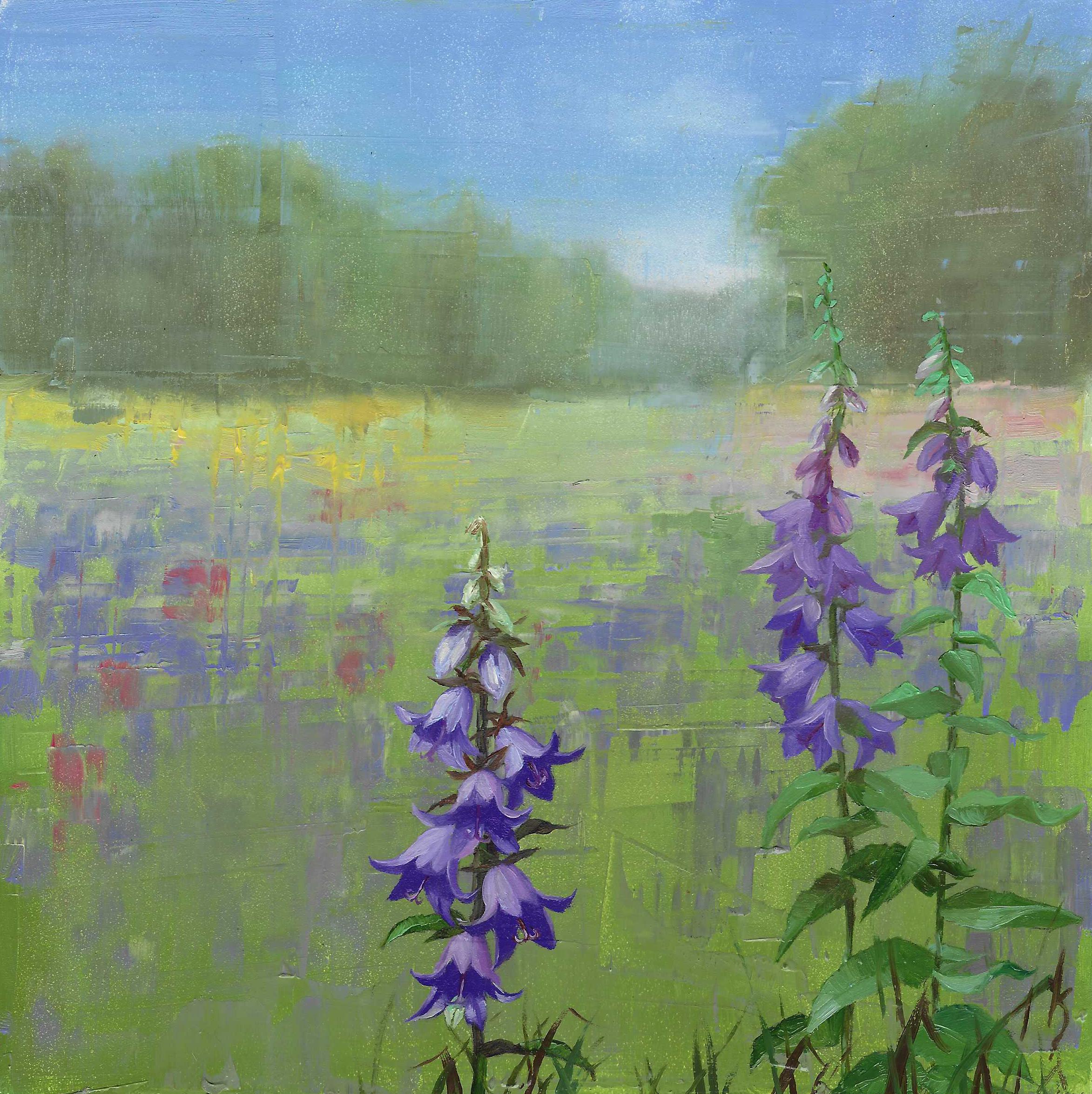 Campanula - original impressionism painting - contemporary art - Painting by Kristen Savage