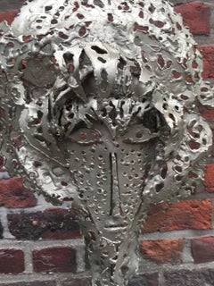 Krister, Brutalist Sculpture Lamp in White Metal, circa 1970, Signed