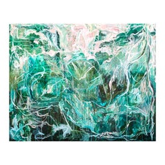 “Concave Surrender” Contemporary Green Gestural Abstract Expressionist Painting