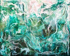 “Concave Surrender” Contemporary Green Gestural Abstract Expressionist Painting