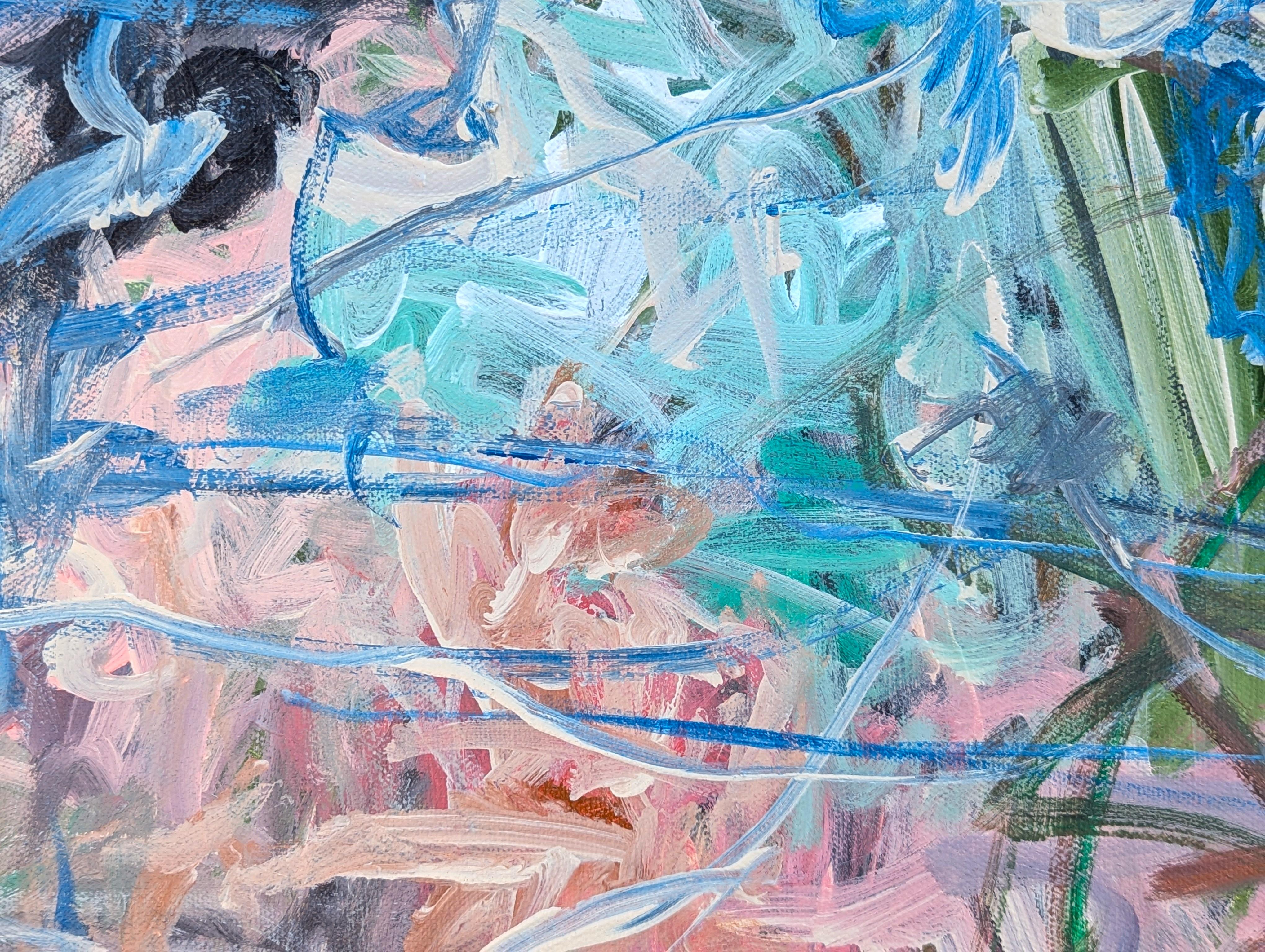 Ätherisches Zugeständnis Zeitgenössisches blaues gestisches abstraktes expressionistisches Gemälde 2