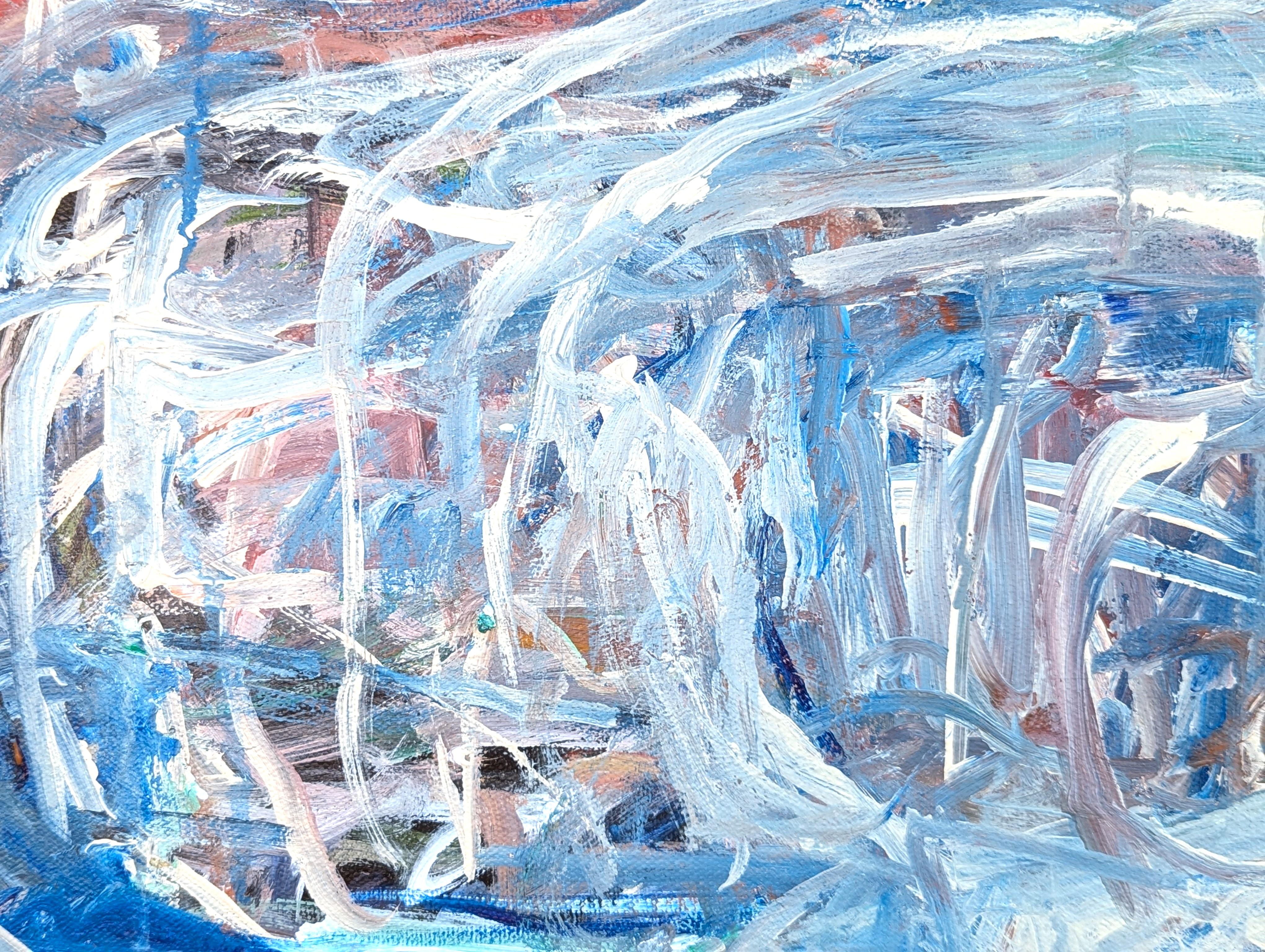 Ätherisches Zugeständnis Zeitgenössisches blaues gestisches abstraktes expressionistisches Gemälde 3