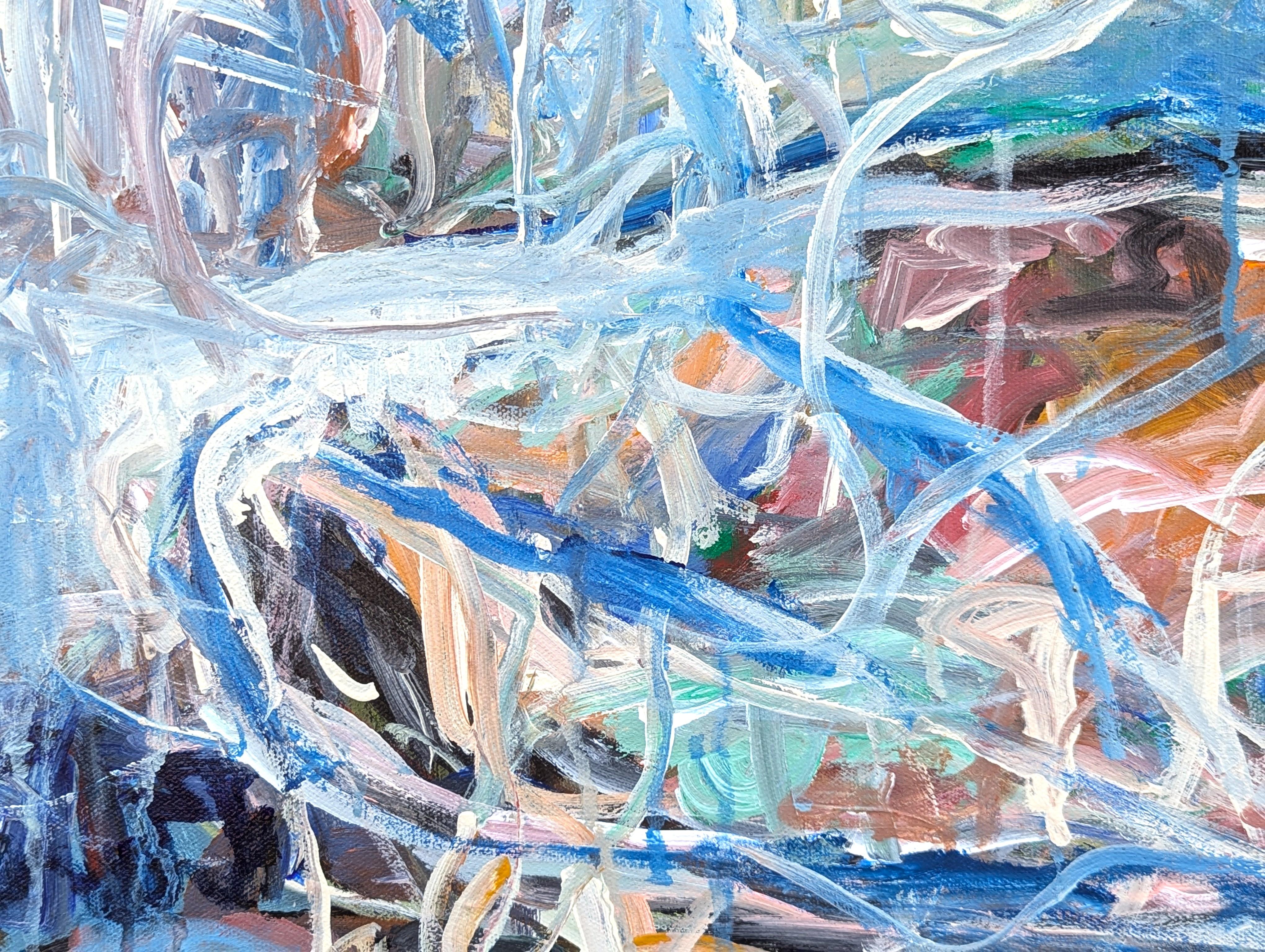 Ätherisches Zugeständnis Zeitgenössisches blaues gestisches abstraktes expressionistisches Gemälde 4