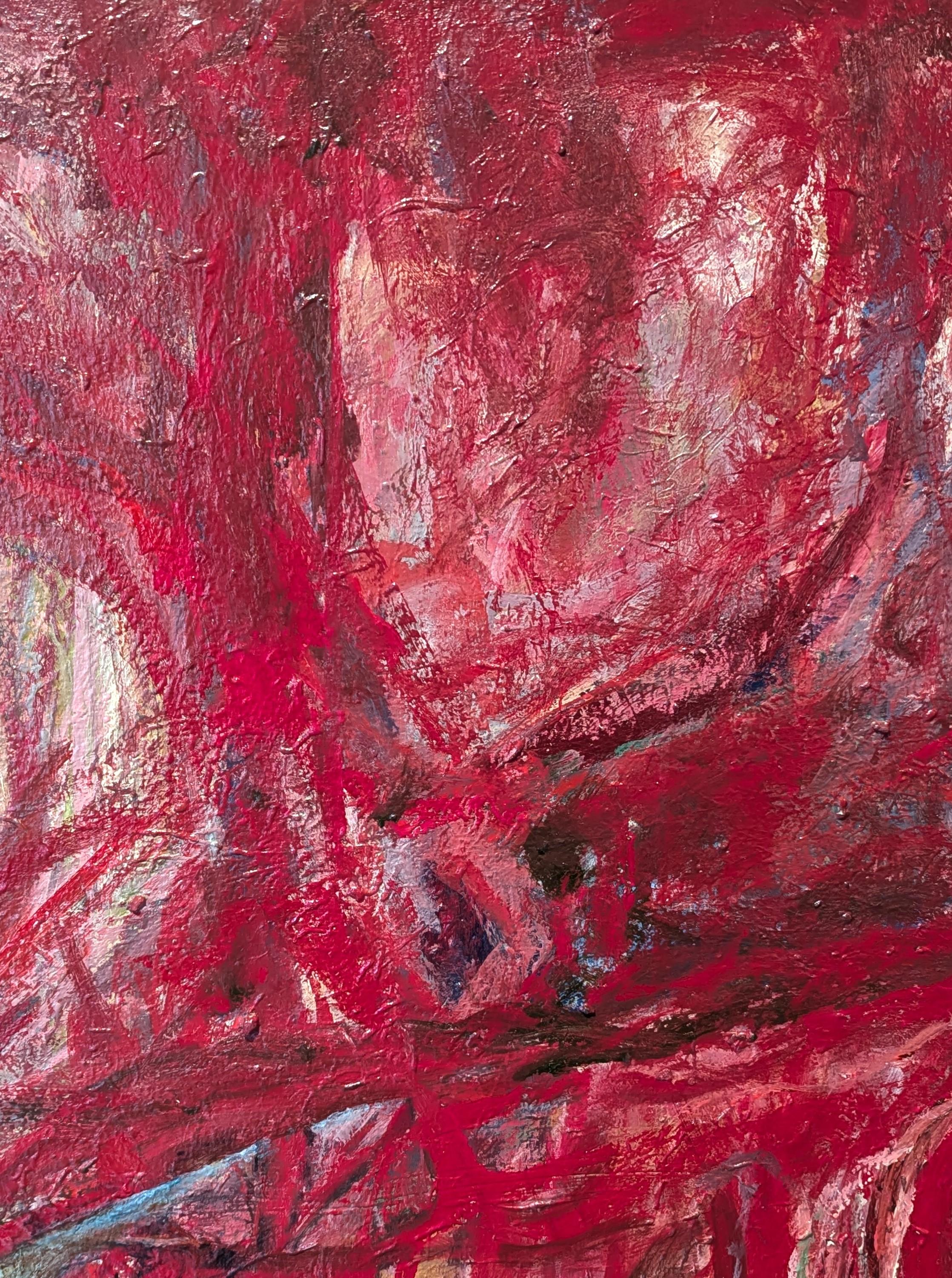 Familial Pedestal Contemporary Gestural Red Abstract Expressionist Painting im Angebot 1