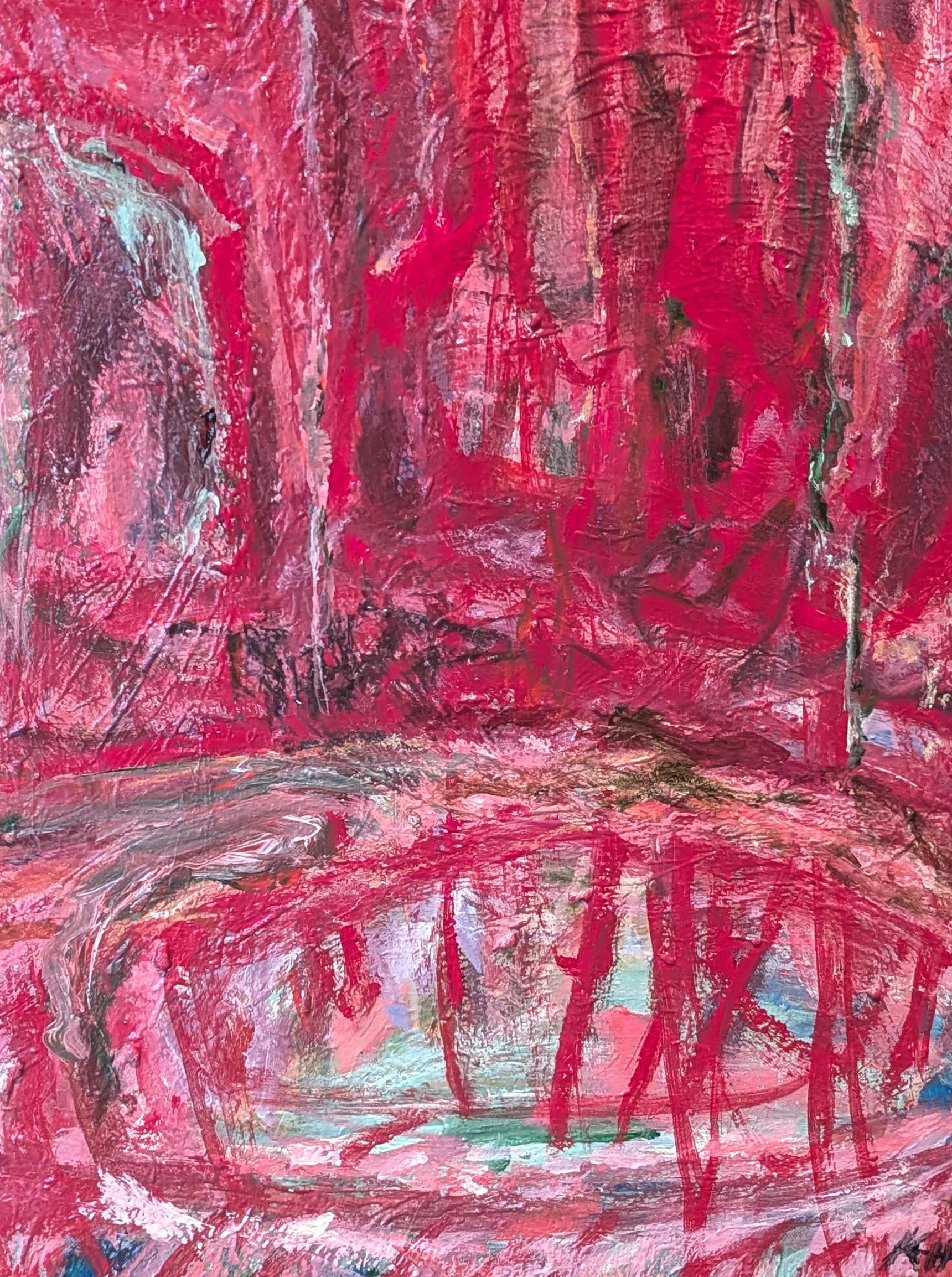Familial Pedestal Contemporary Gestural Red Abstract Expressionist Painting im Angebot 2