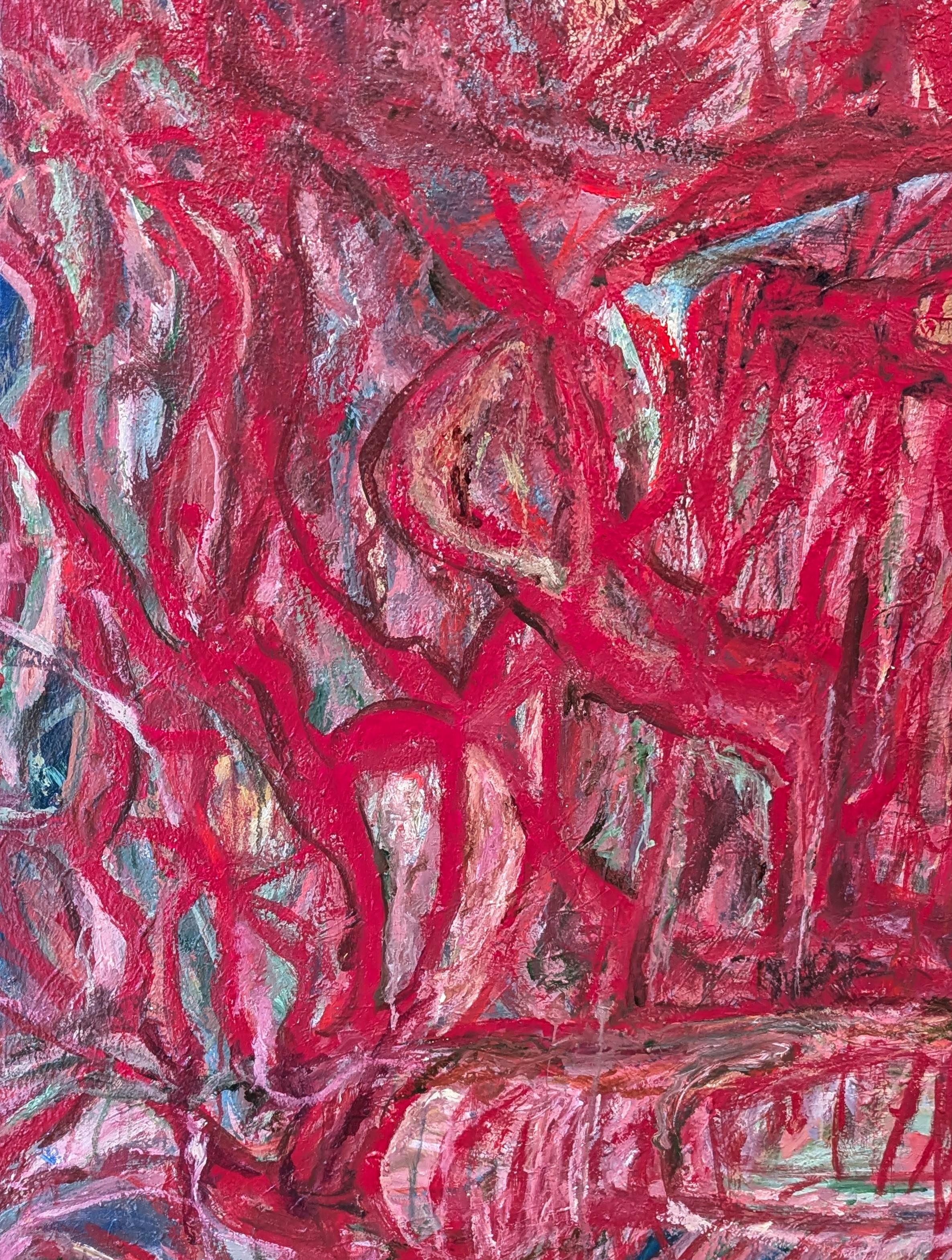 Familial Pedestal Contemporary Gestural Red Abstract Expressionist Painting im Angebot 3