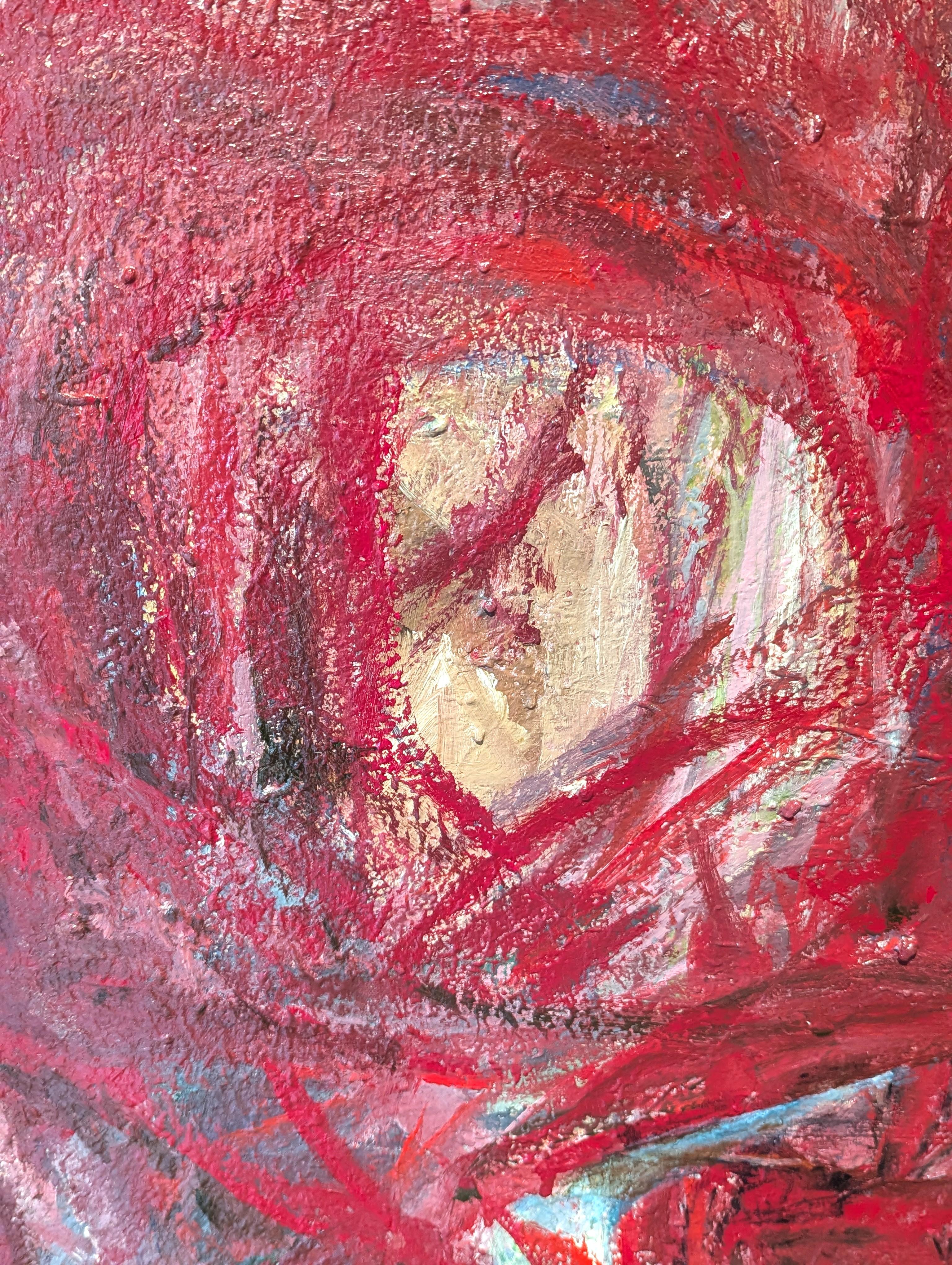 Familial Pedestal Contemporary Gestural Red Abstract Expressionist Painting im Angebot 4
