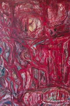 The Pedestal Contemporary Gestural Red Abstract Expressionist Painting