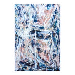 “Force: My Words Coming Back At Me” Contemporary Gestural Blue Abstract Painting