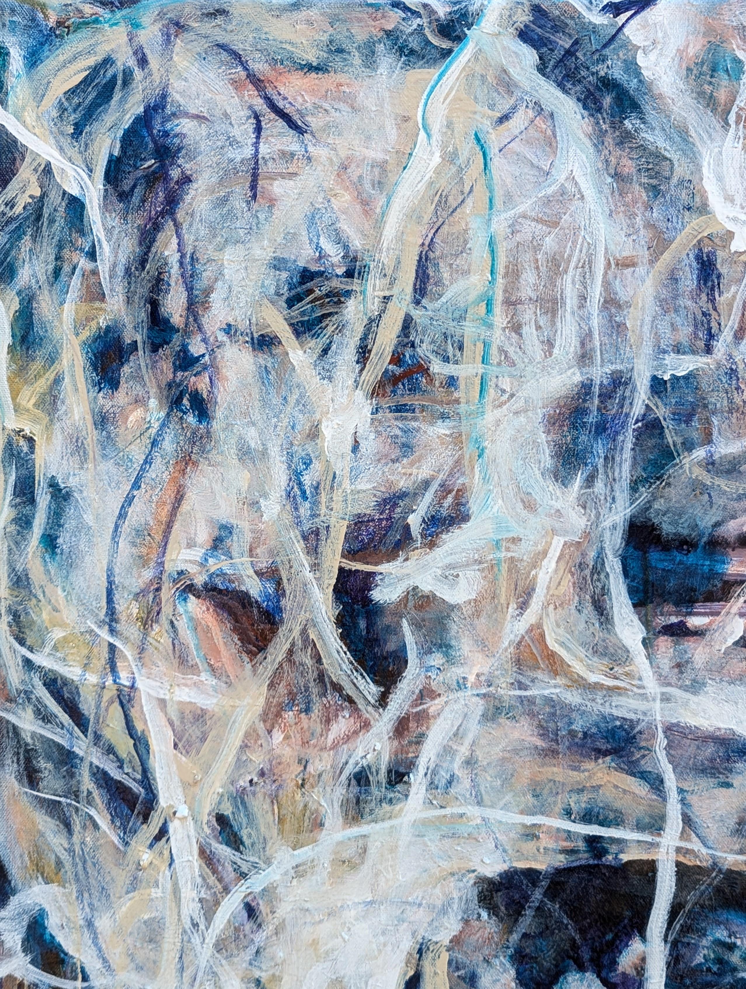 Kraft: My Words Coming Back At Me Zeitgenössische gestische blaue abstrakte Malerei (Abstrakter Expressionismus), Painting, von Kristi Haines Herman