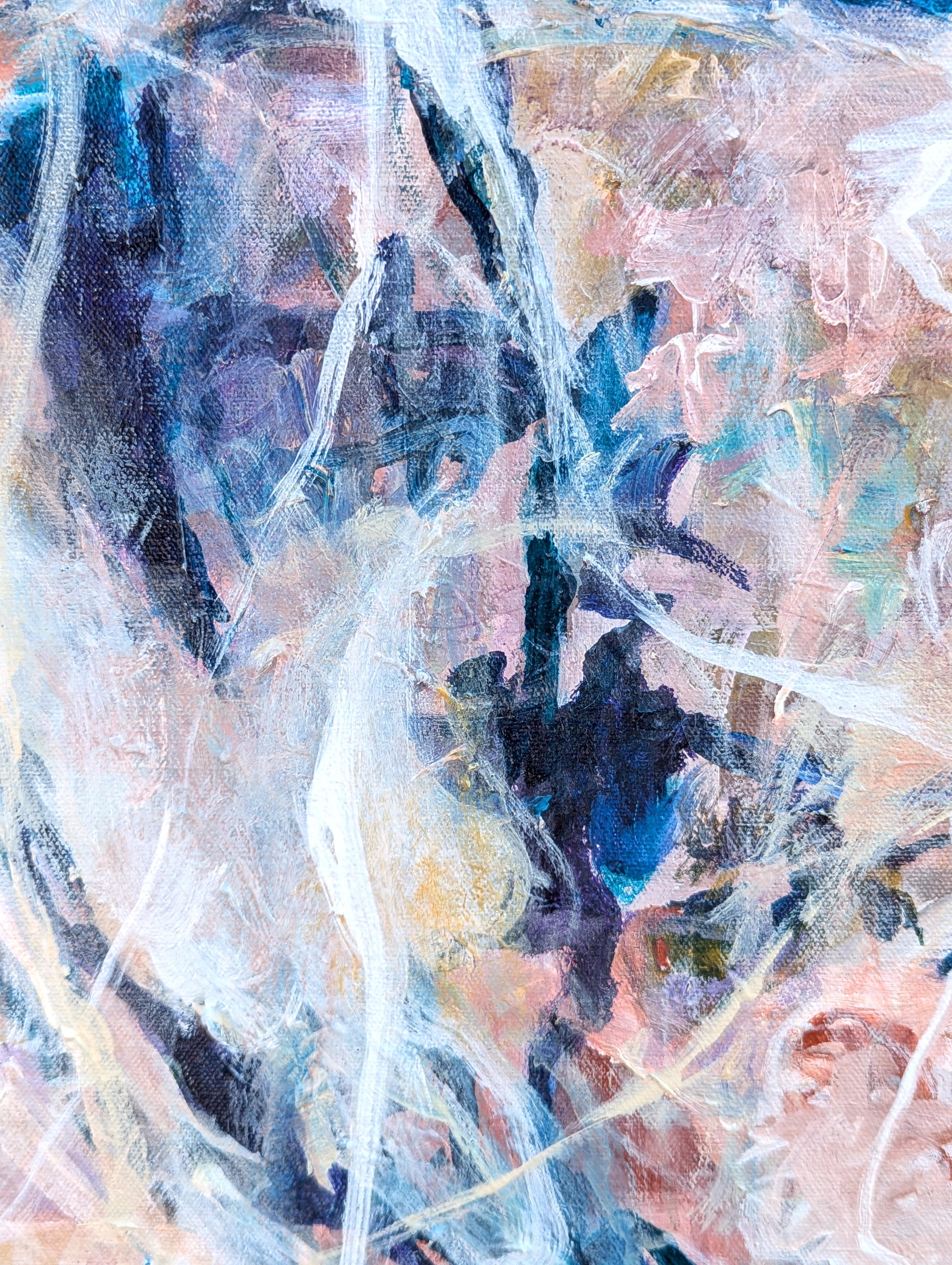 Kraft: My Words Coming Back At Me Zeitgenössische gestische blaue abstrakte Malerei im Angebot 4
