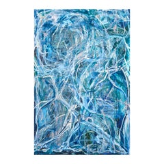 “Helping You Say Goodbye To Me” Contemporary Gestural Blue Abstract Painting