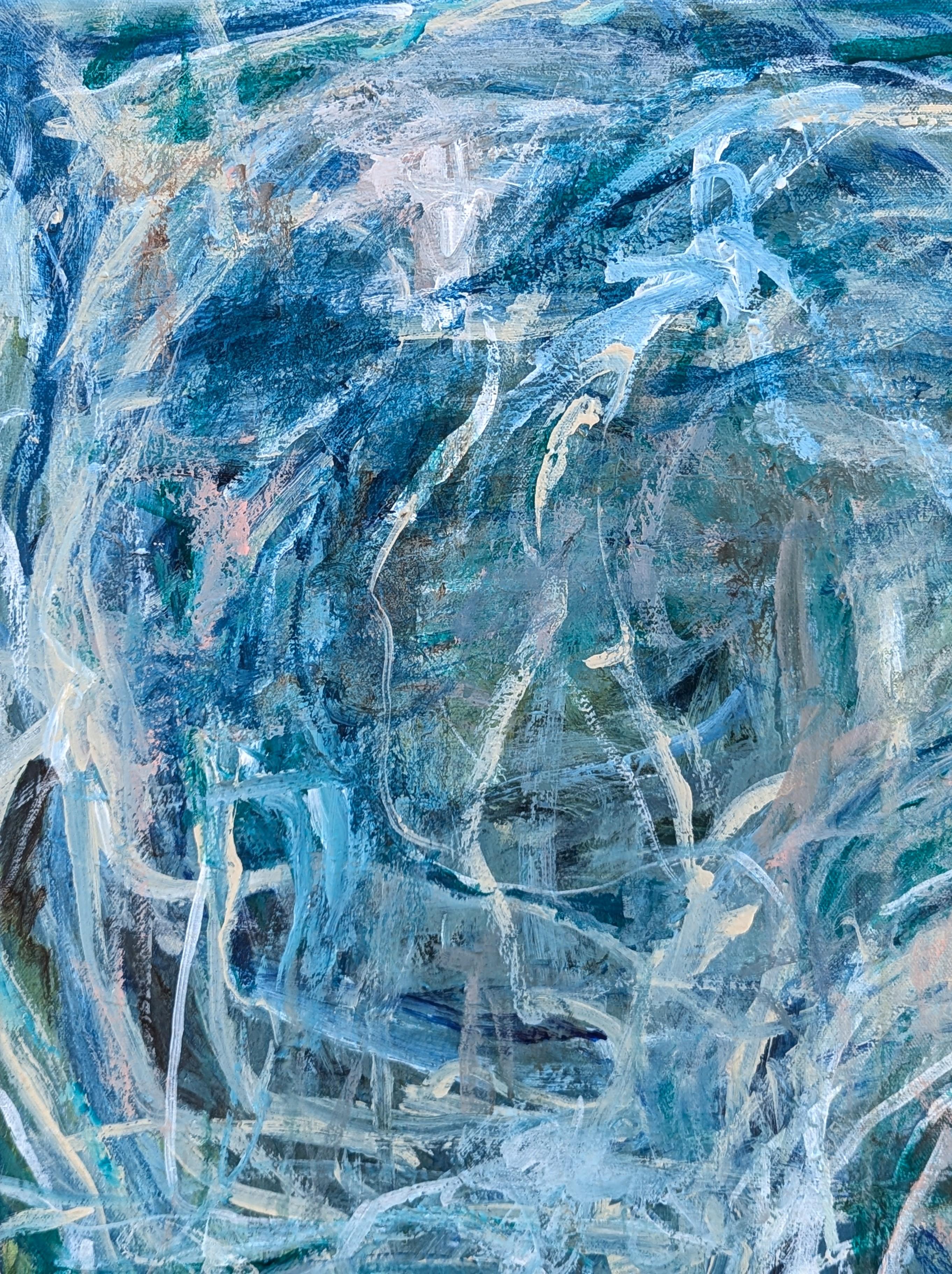 Helping You Say Goodbye To Me Contemporary Gestural Blue Abstract Painting im Angebot 2