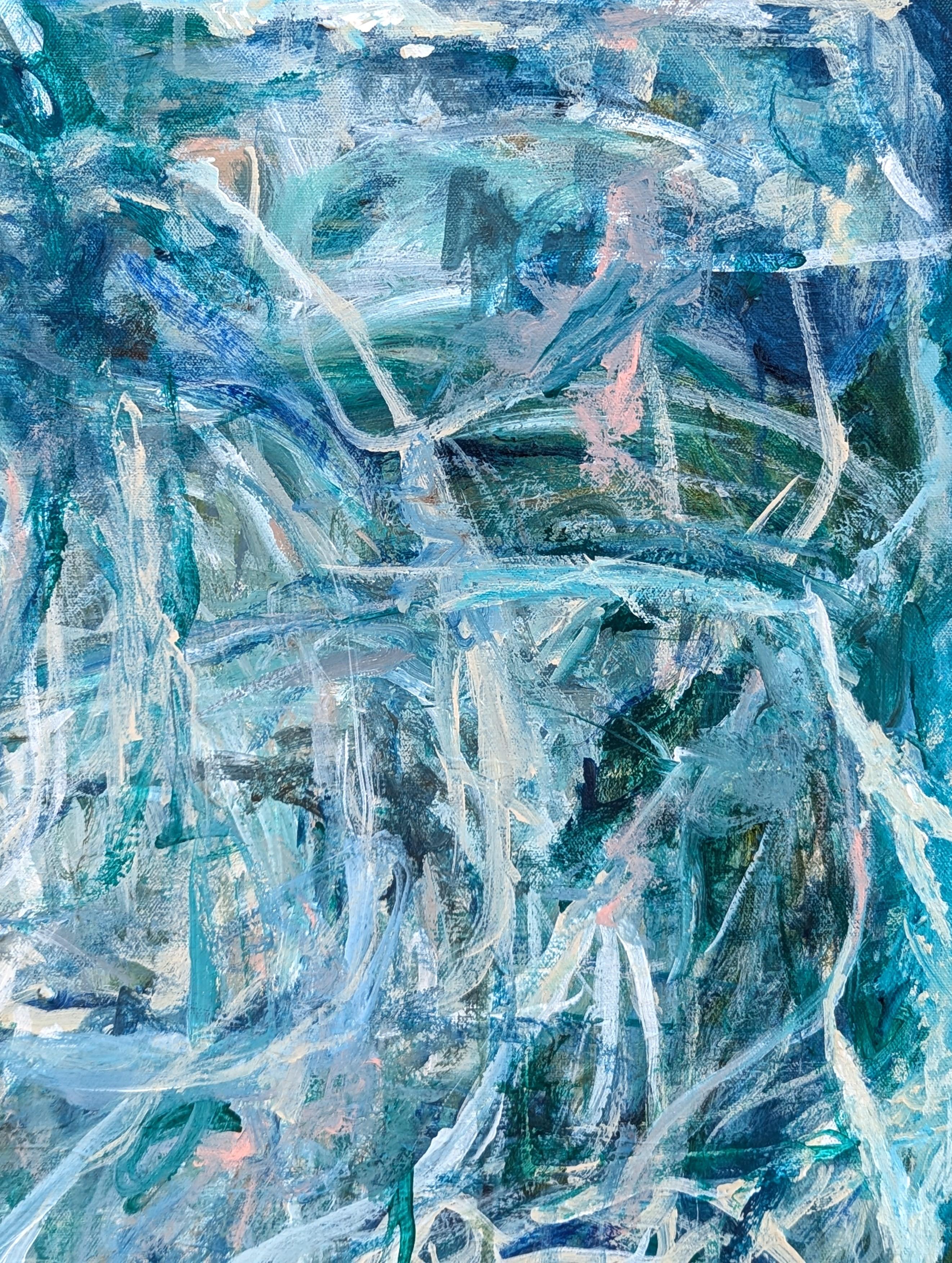 Helping You Say Goodbye To Me Contemporary Gestural Blue Abstract Painting im Angebot 3