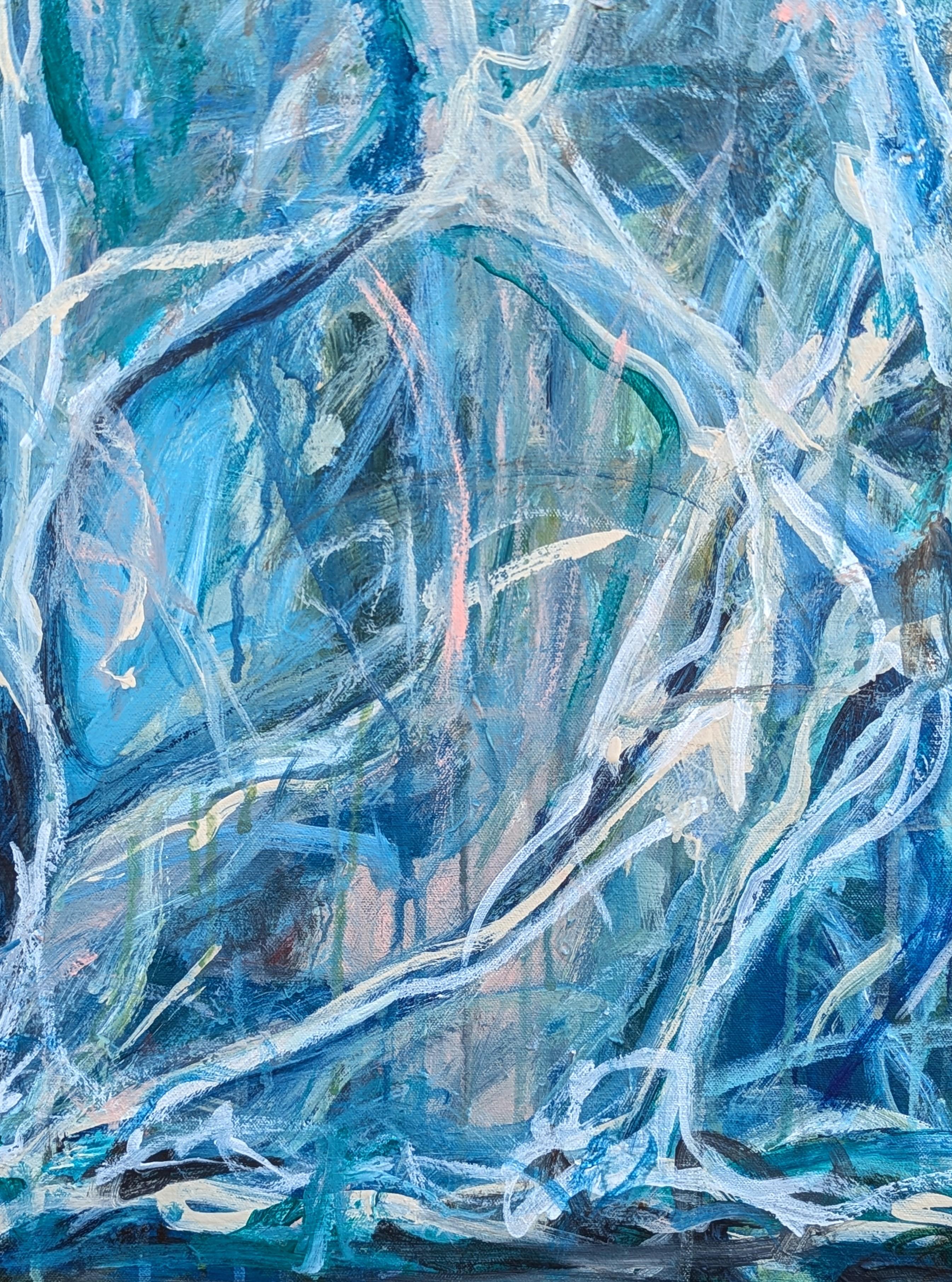 Helping You Say Goodbye To Me Contemporary Gestural Blue Abstract Painting im Angebot 5