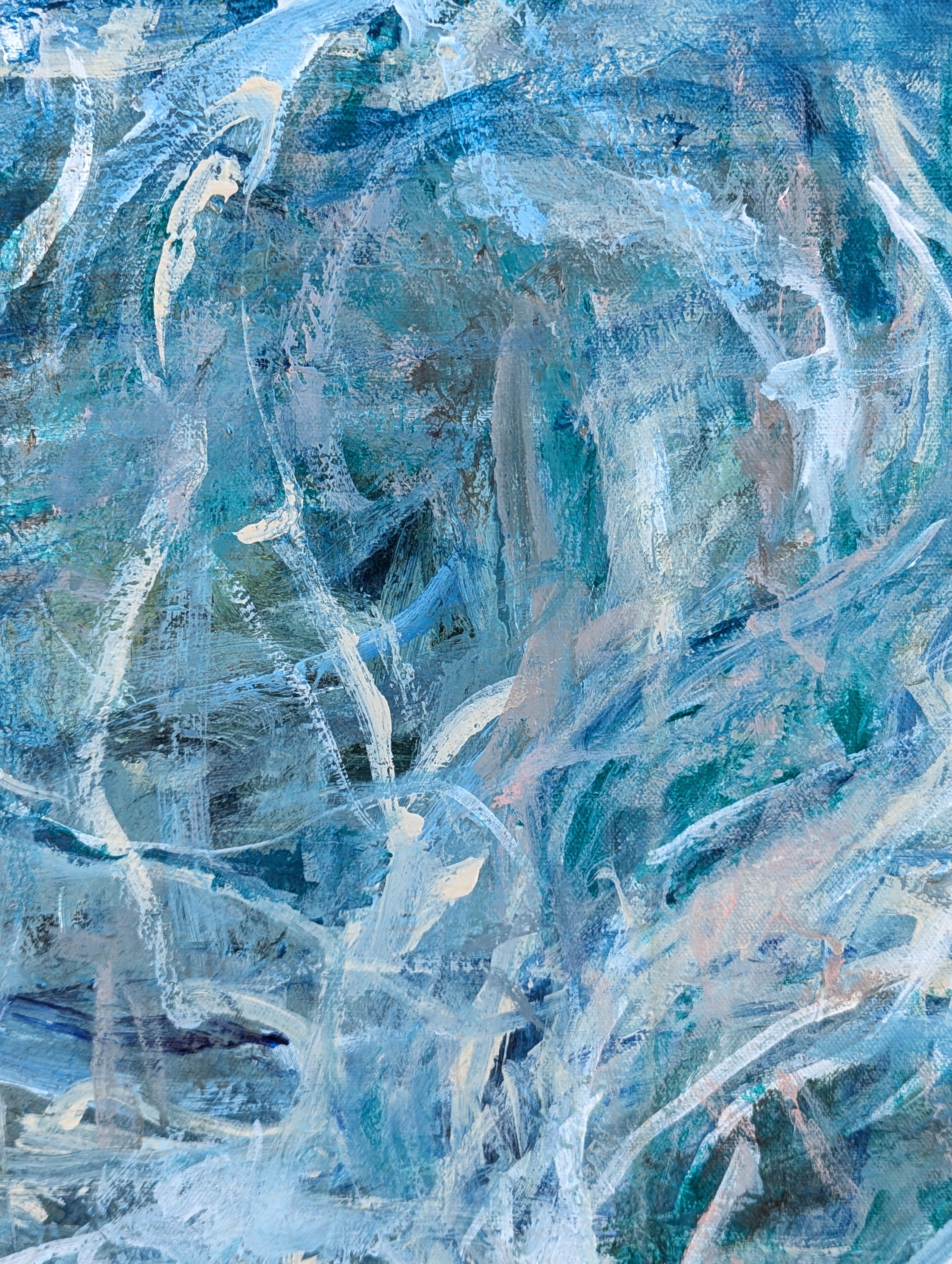 Helping You Say Goodbye To Me Contemporary Gestural Blue Abstract Painting im Angebot 6