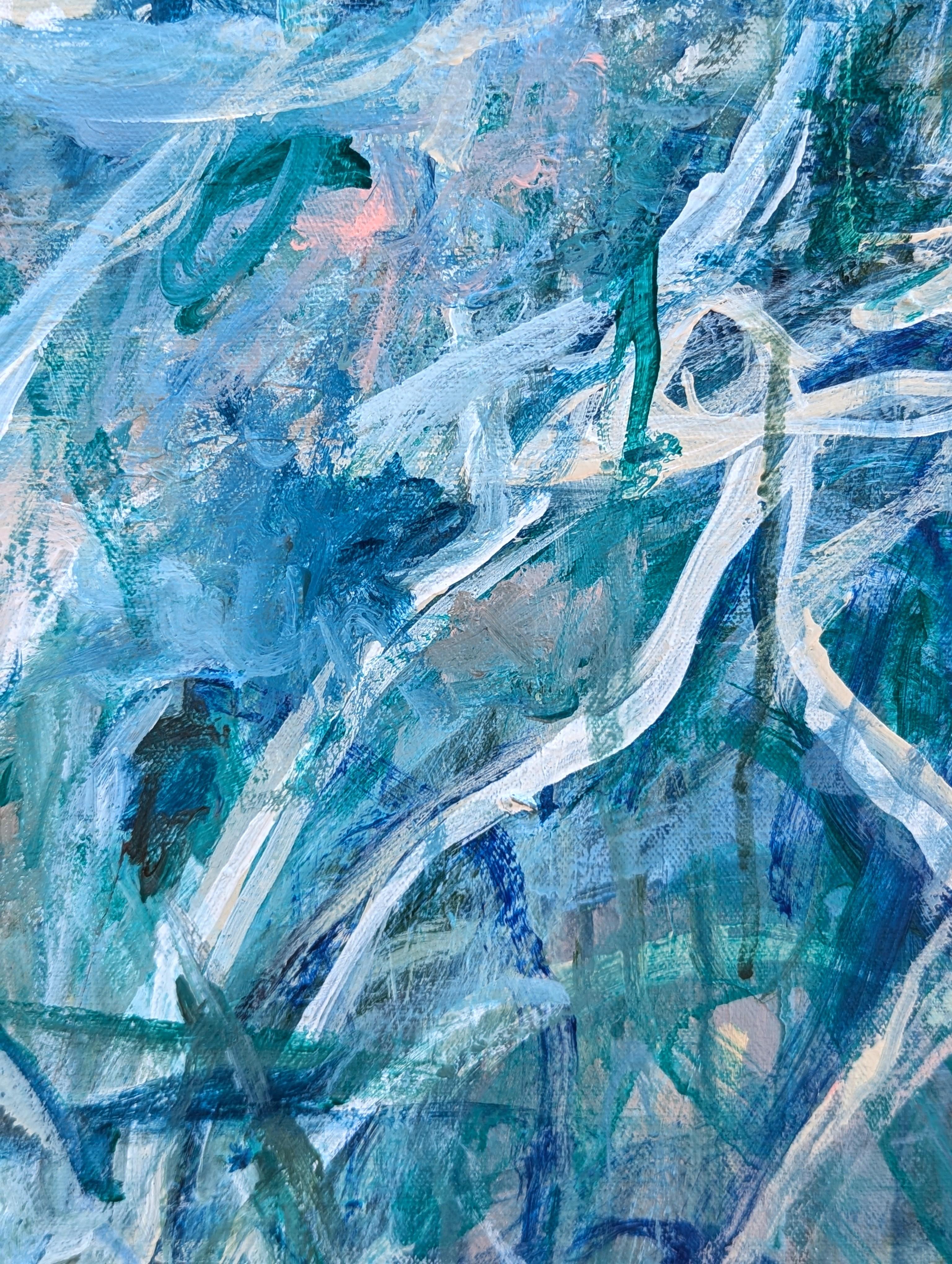Helping You Say Goodbye To Me Contemporary Gestural Blue Abstract Painting im Angebot 7