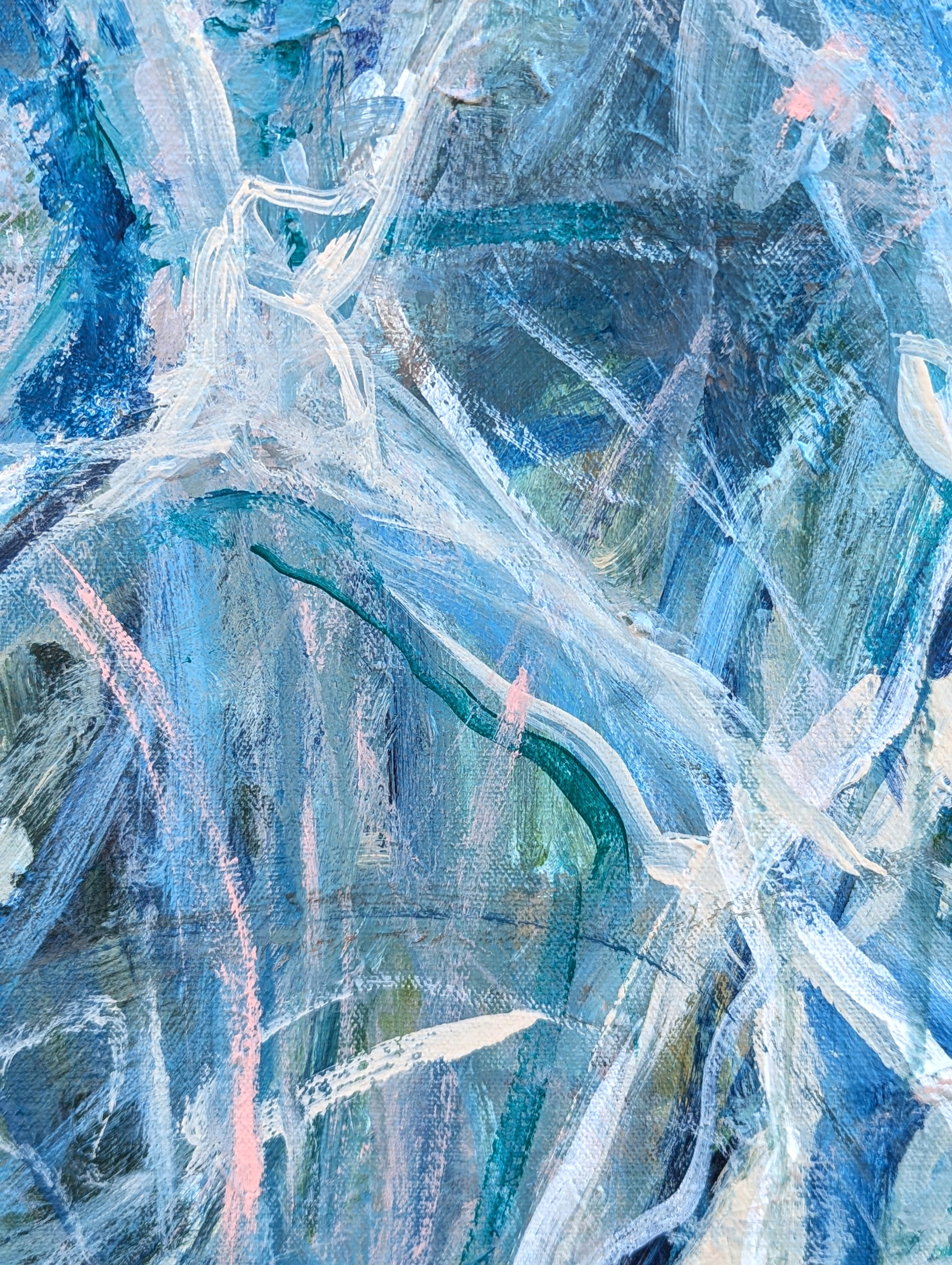 Helping You Say Goodbye To Me Contemporary Gestural Blue Abstract Painting im Angebot 8