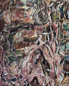 Barricade de deuil Peinture abstraite contemporaine gestuelle rouge, bleue et verte