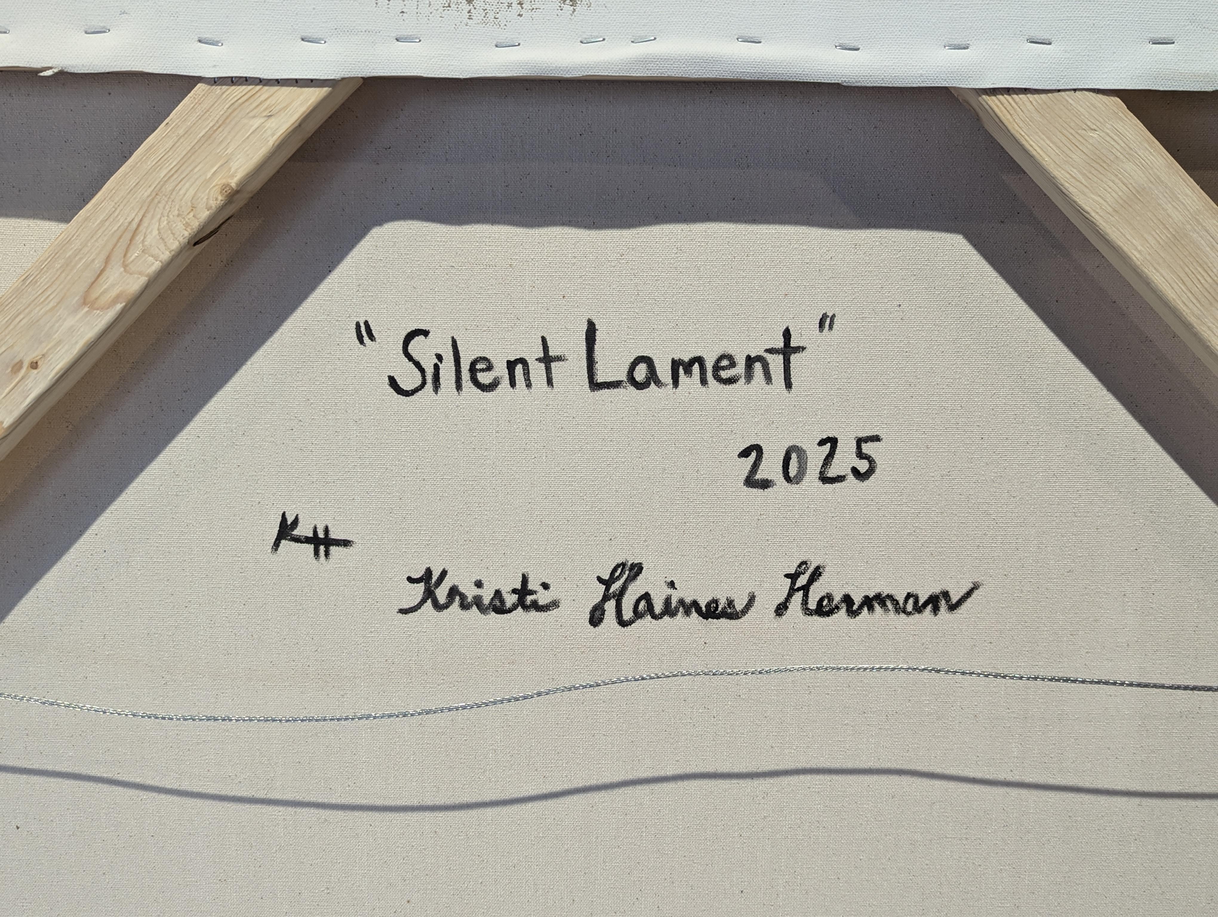 Silent Lament Zeitgenössische gestische blaue, braune und hellbraune abstrakte Malerei im Angebot 6