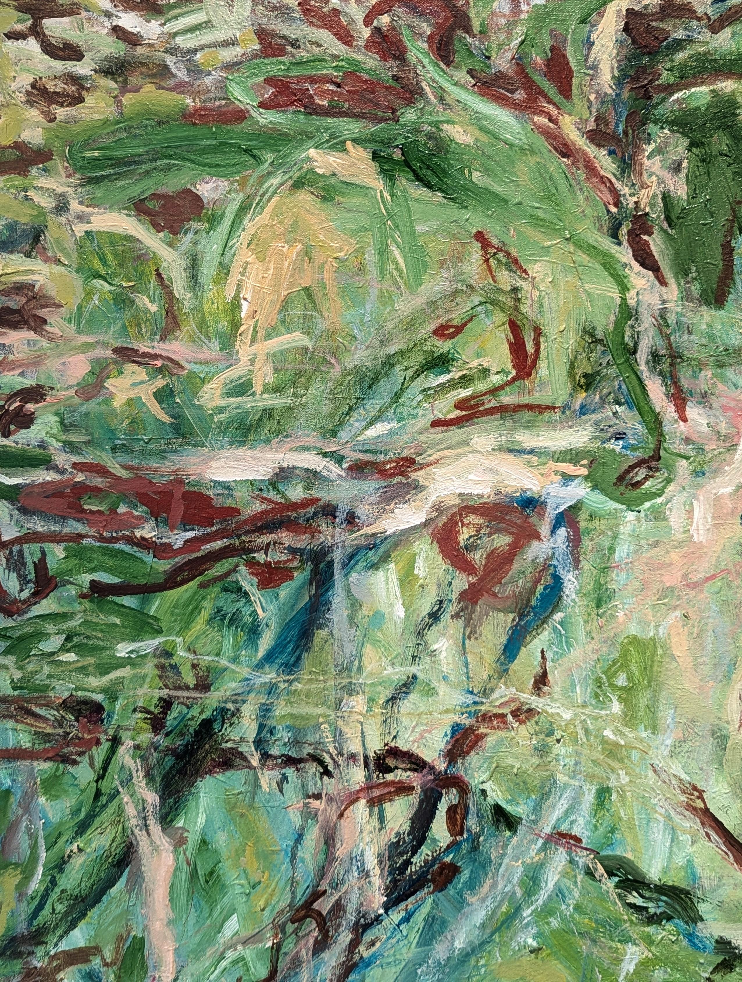 “That Against This, Why” Contemporary Gestural Green & Red Abstract Painting 2