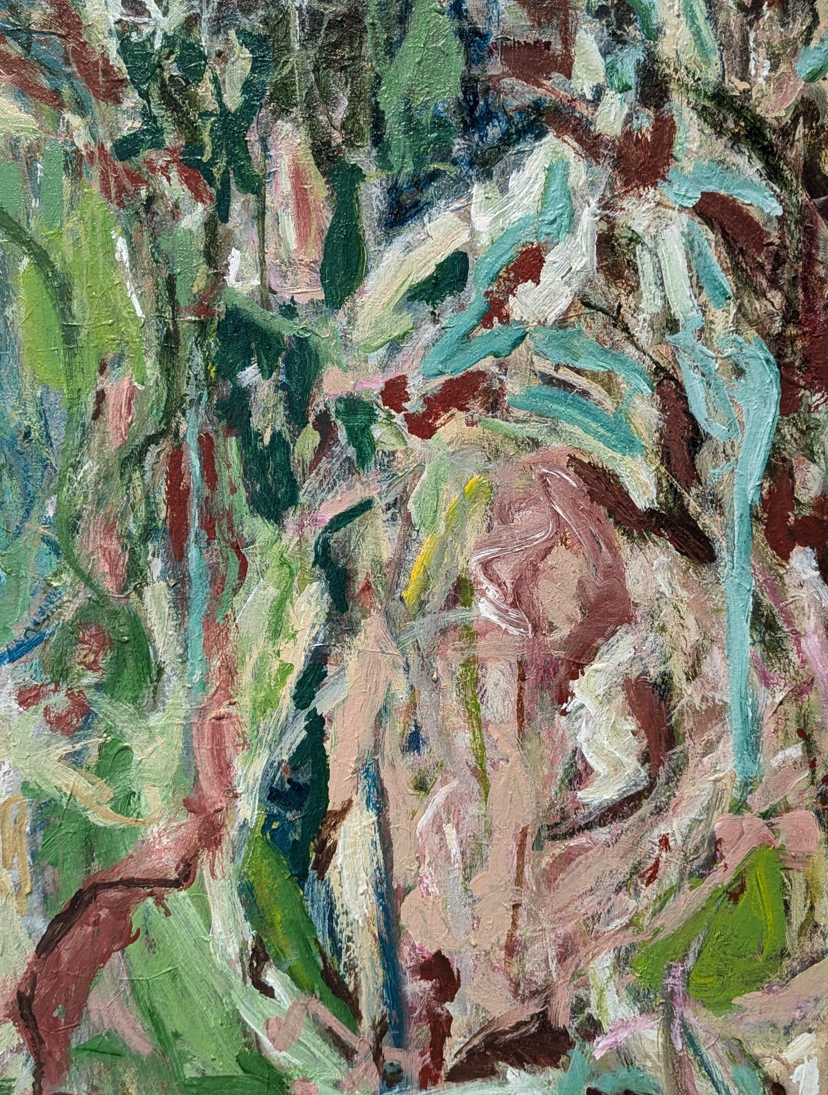 “That Against This, Why” Contemporary Gestural Green & Red Abstract Painting 3