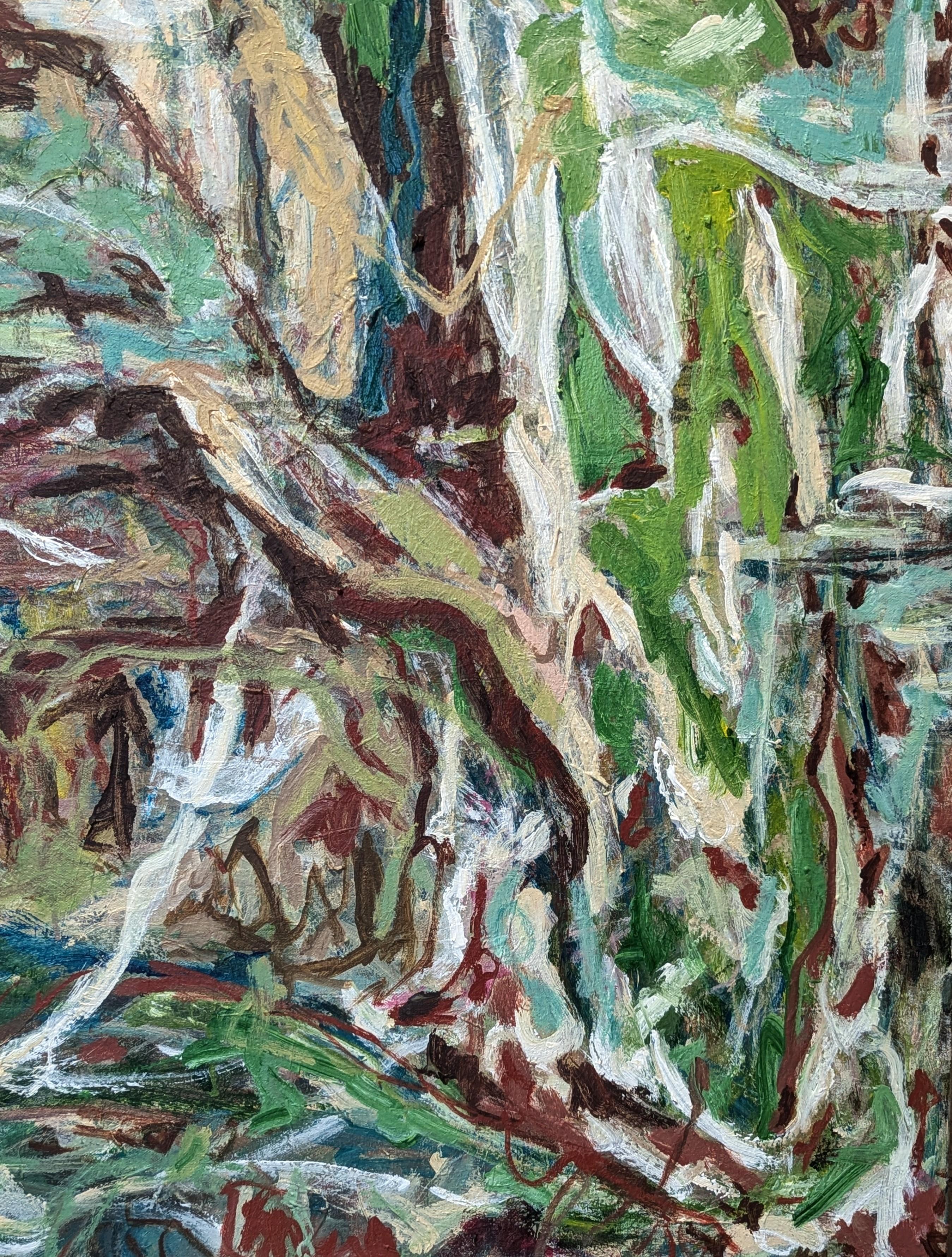 “That Against This, Why” Contemporary Gestural Green & Red Abstract Painting 4