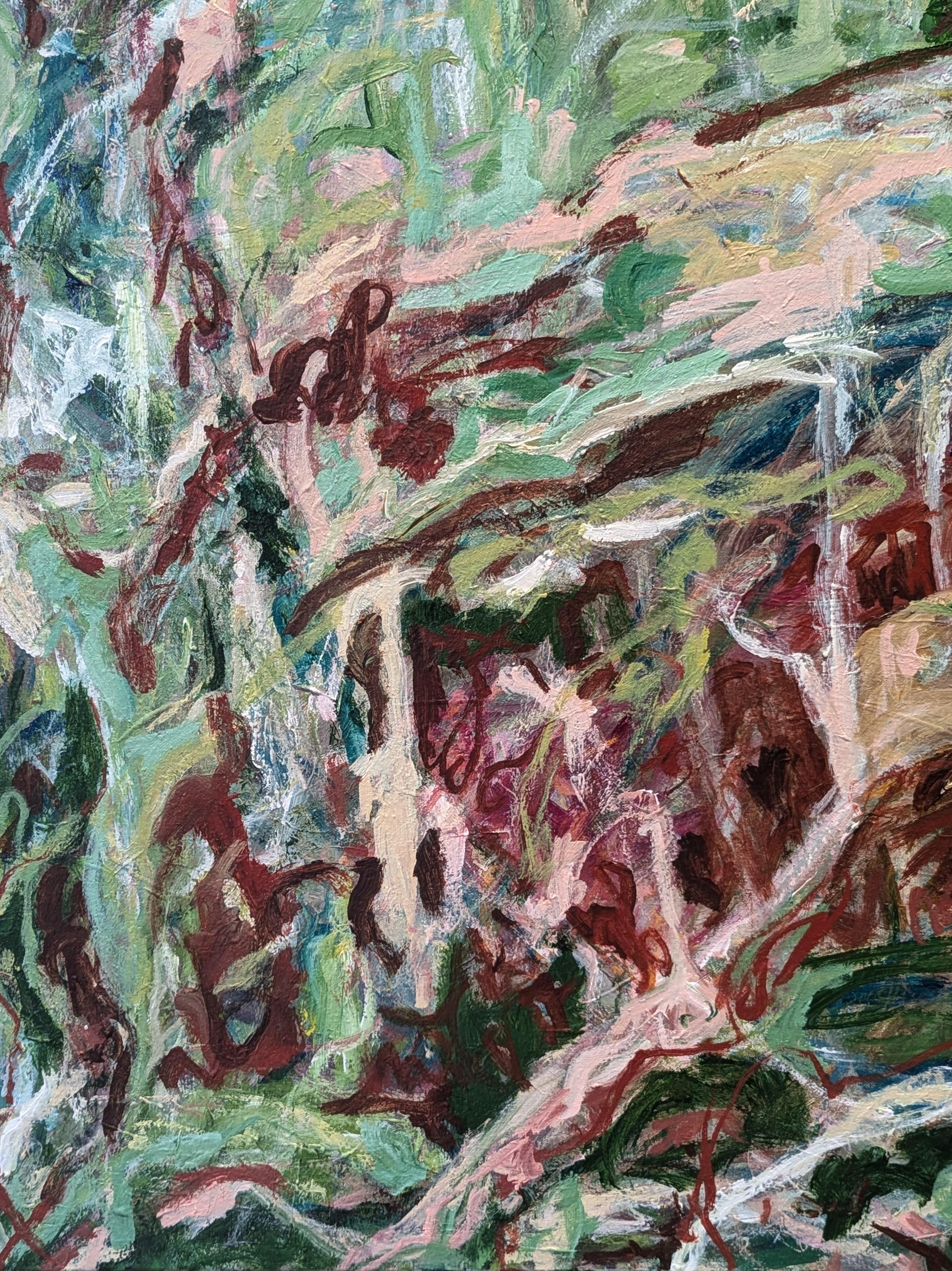 “That Against This, Why” Contemporary Gestural Green & Red Abstract Painting 5