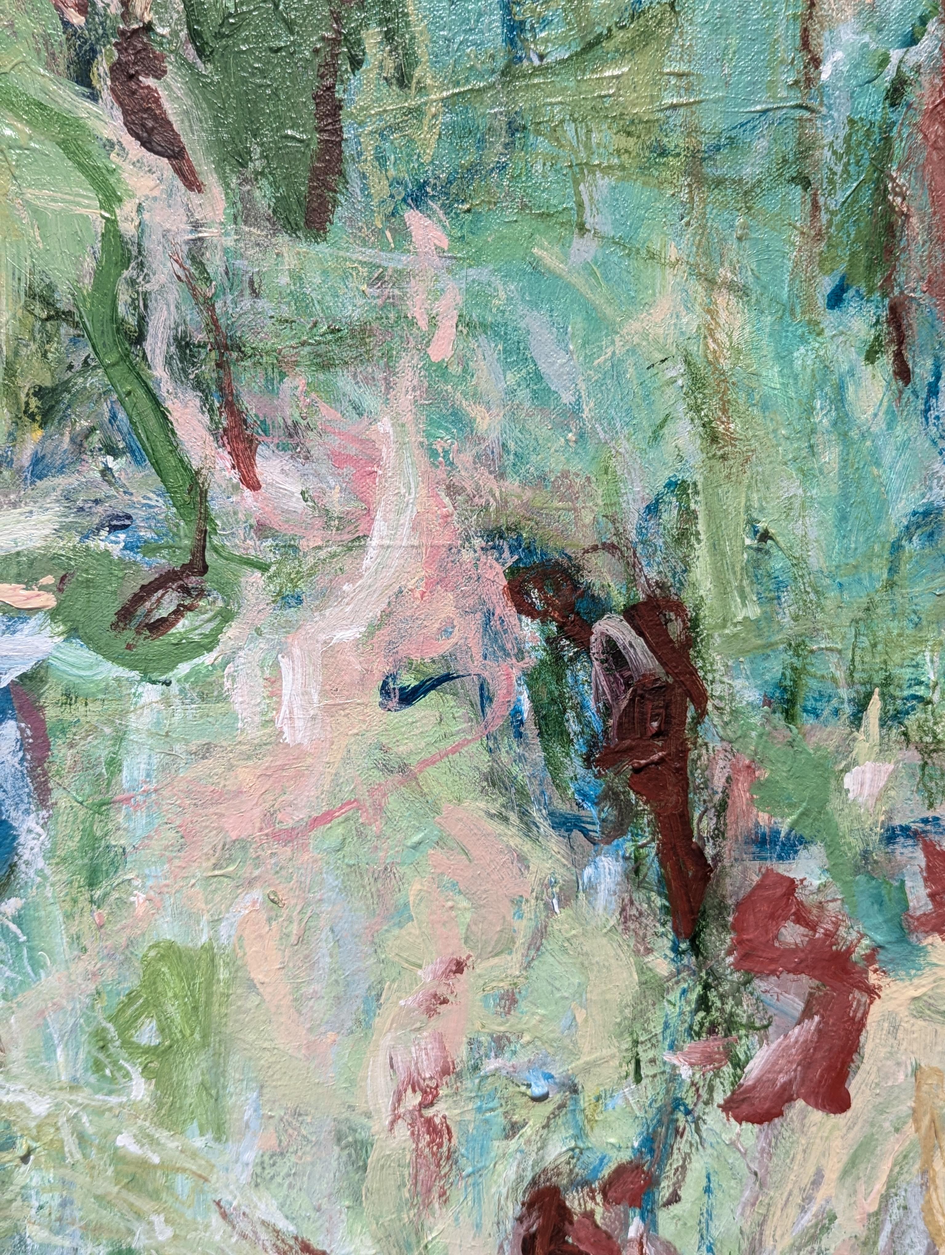 “That Against This, Why” Contemporary Gestural Green & Red Abstract Painting 6