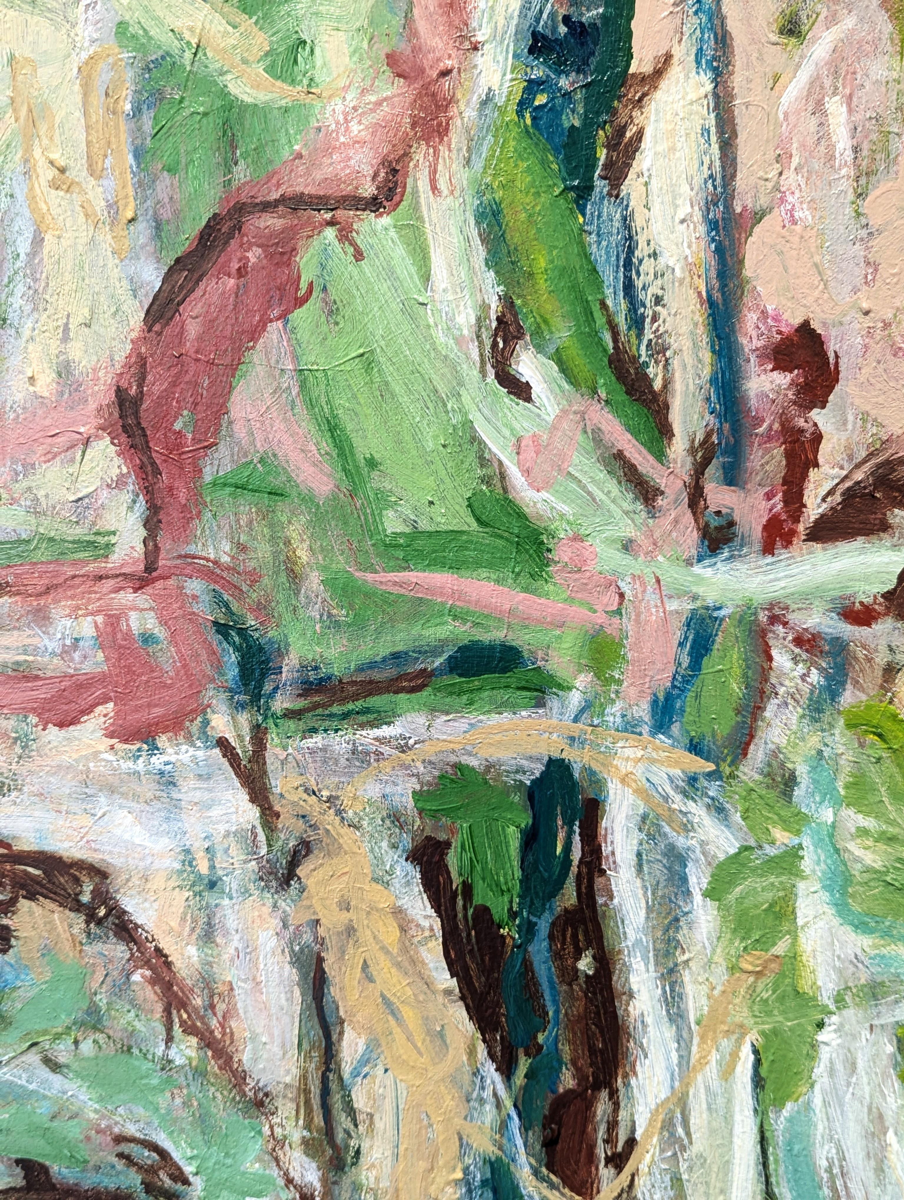 “That Against This, Why” Contemporary Gestural Green & Red Abstract Painting 7