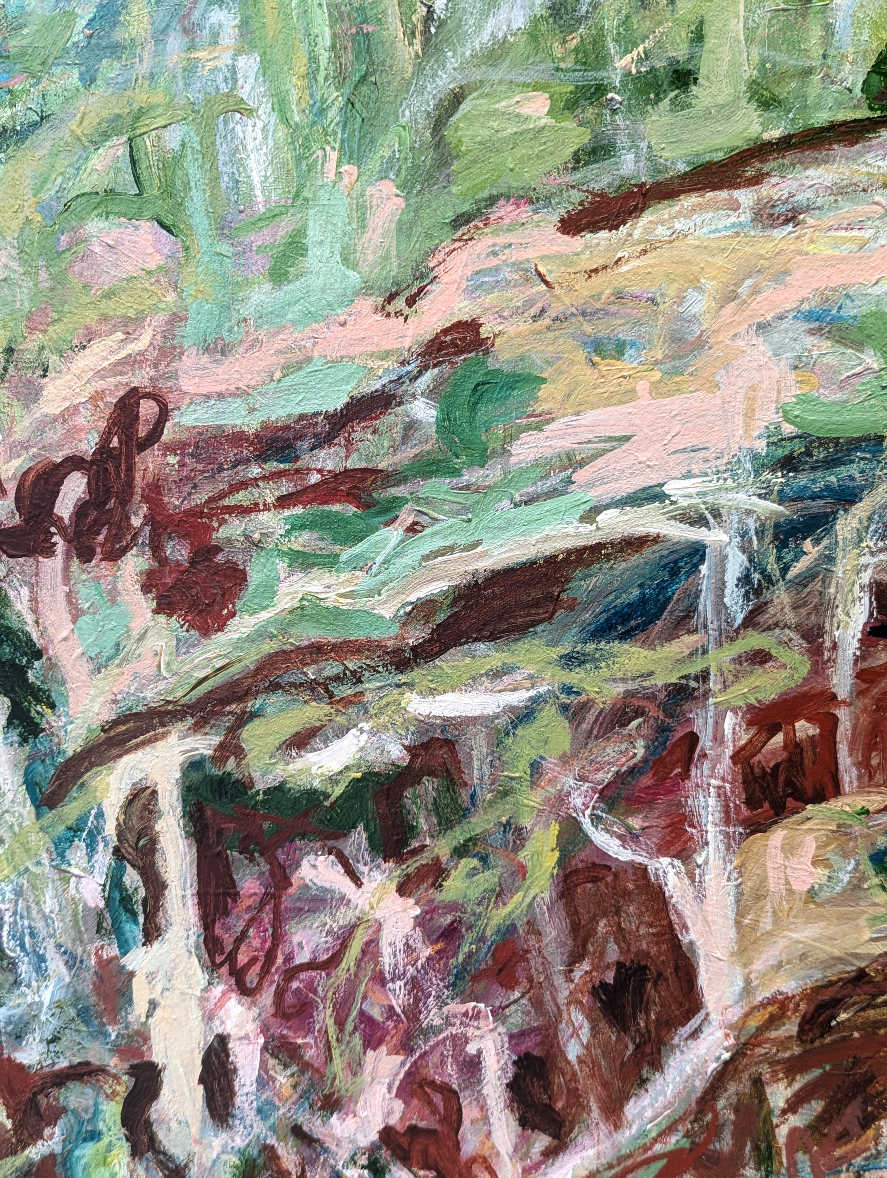 “That Against This, Why” Contemporary Gestural Green & Red Abstract Painting 8