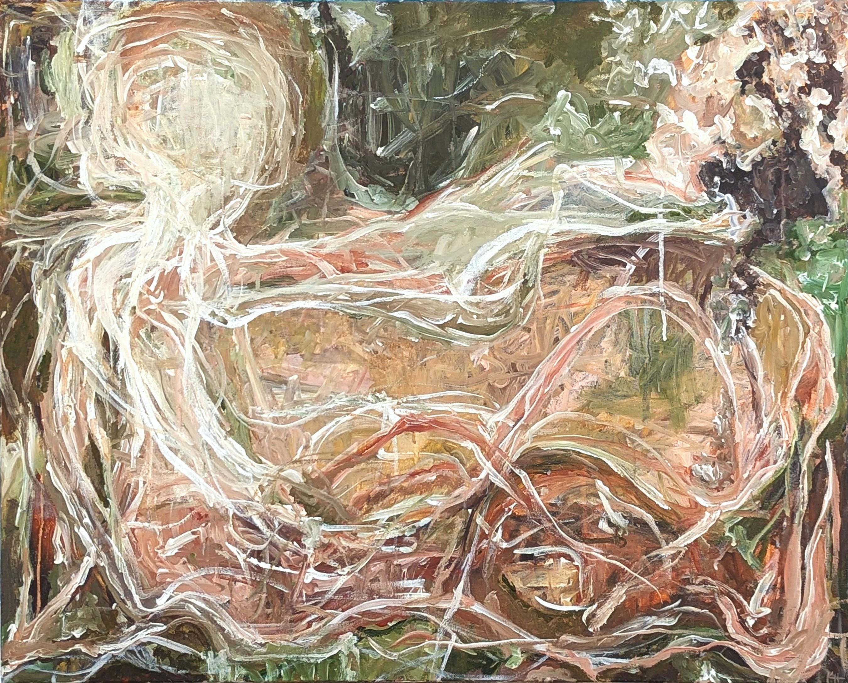 Abstract Painting di Kristi Haines Herman - "Troppo tardi, troppo" Pittura gestuale contemporanea di espressionismo astratto