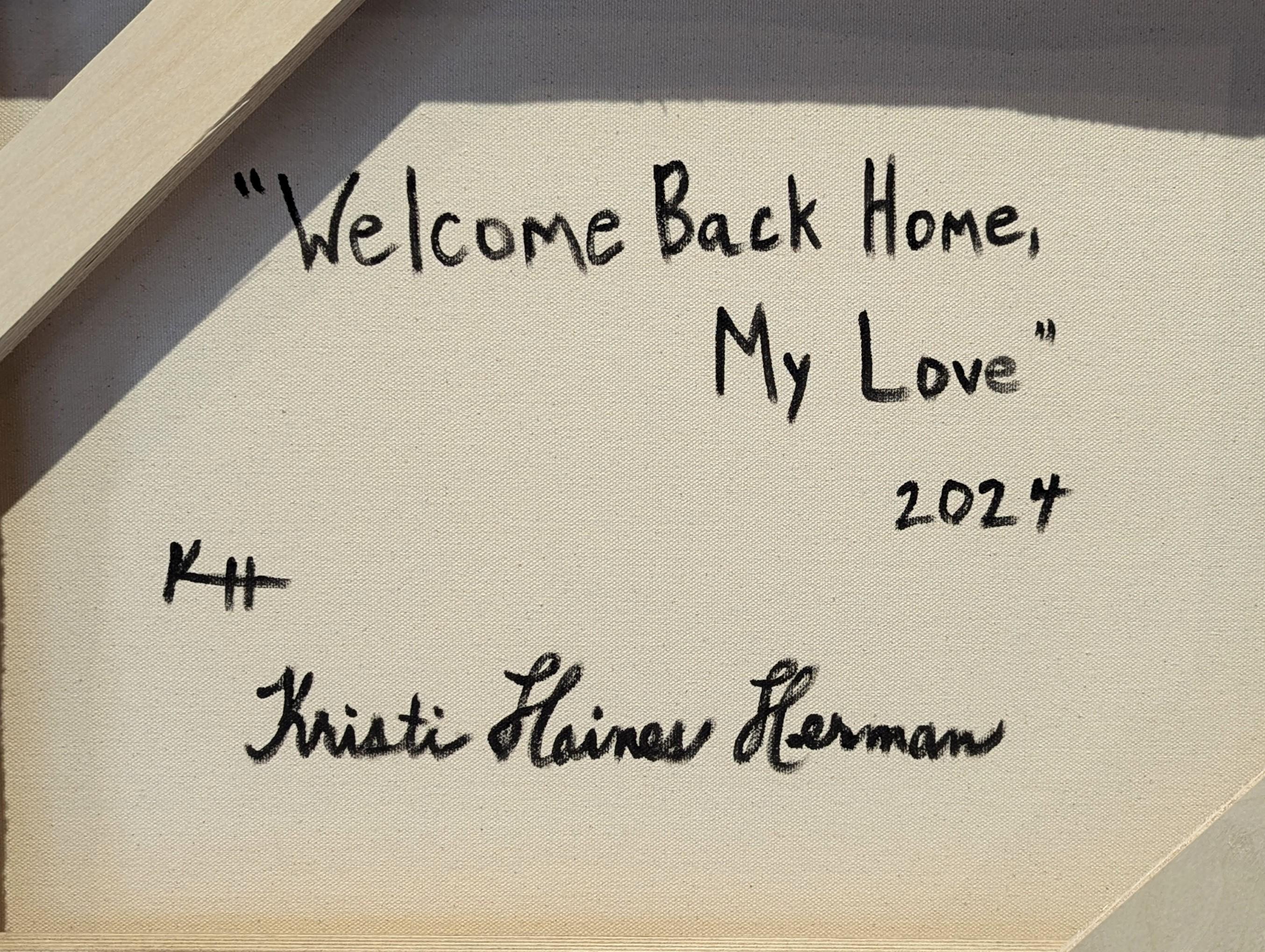 Welcome Back Home, My Love Peinture abstraite contemporaine gestuelle et neutre en vente 5
