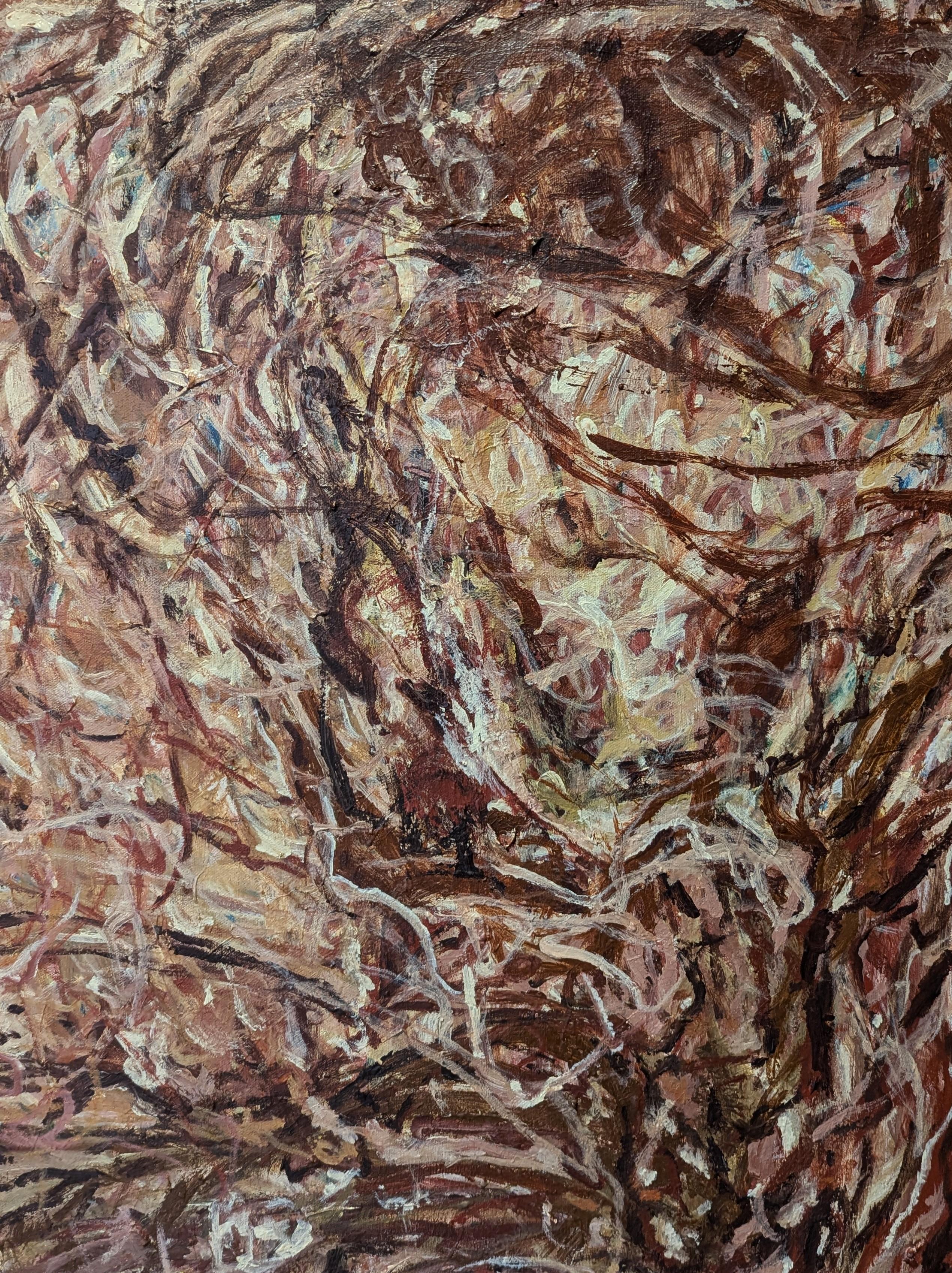 Welcome Back Home, My Love Peinture abstraite contemporaine gestuelle et neutre - Marron Abstract Painting par Kristi Haines Herman