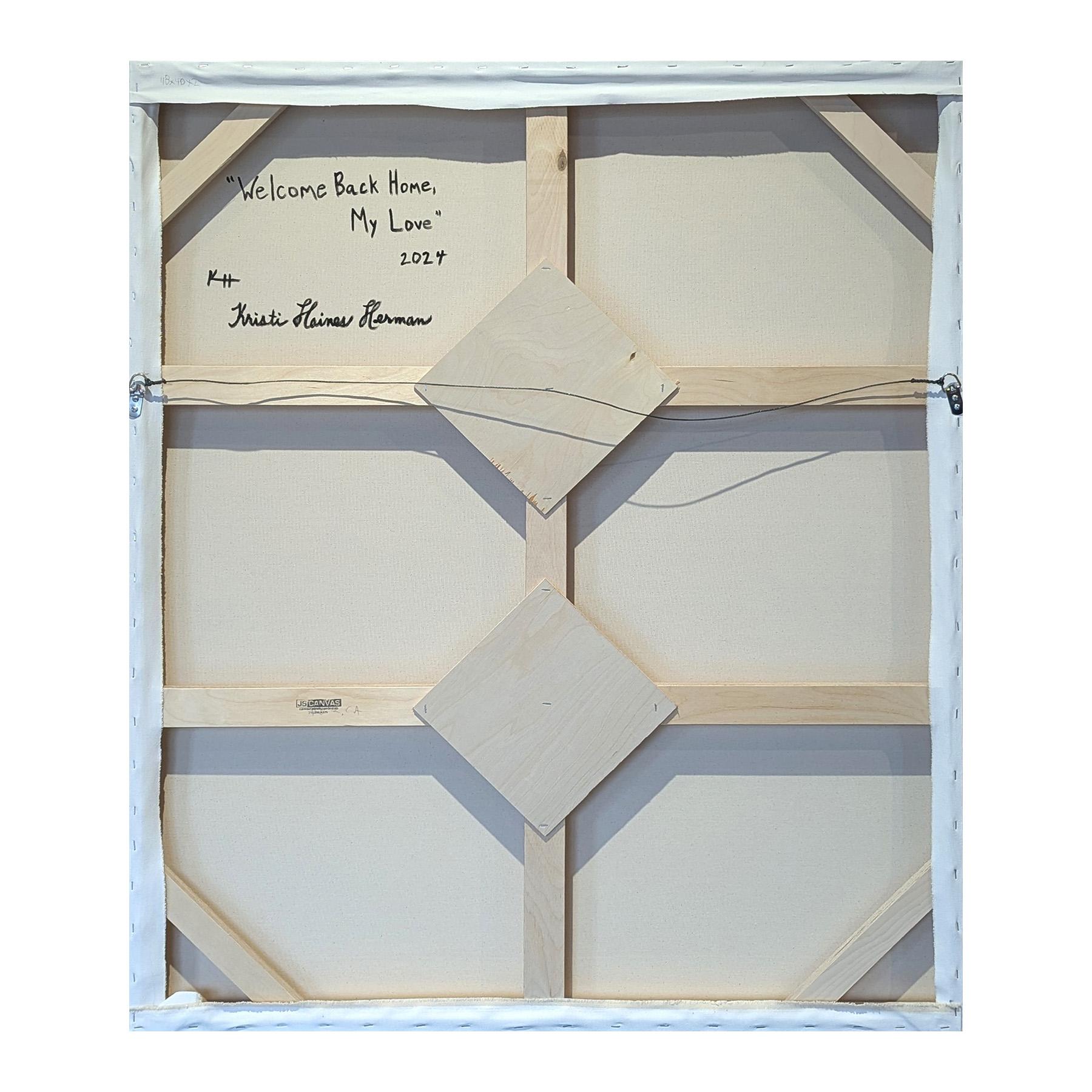 Welcome Back Home, My Love Peinture abstraite contemporaine gestuelle et neutre en vente 4