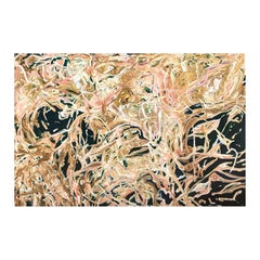 “Whispers of Mothering” Contemporary Gestural Tan and Pink Abstract Painting