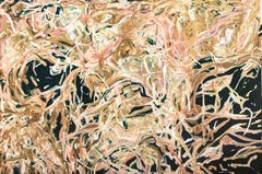Whispers of Mothering Peinture abstraite contemporaine gestuelle beige et rose