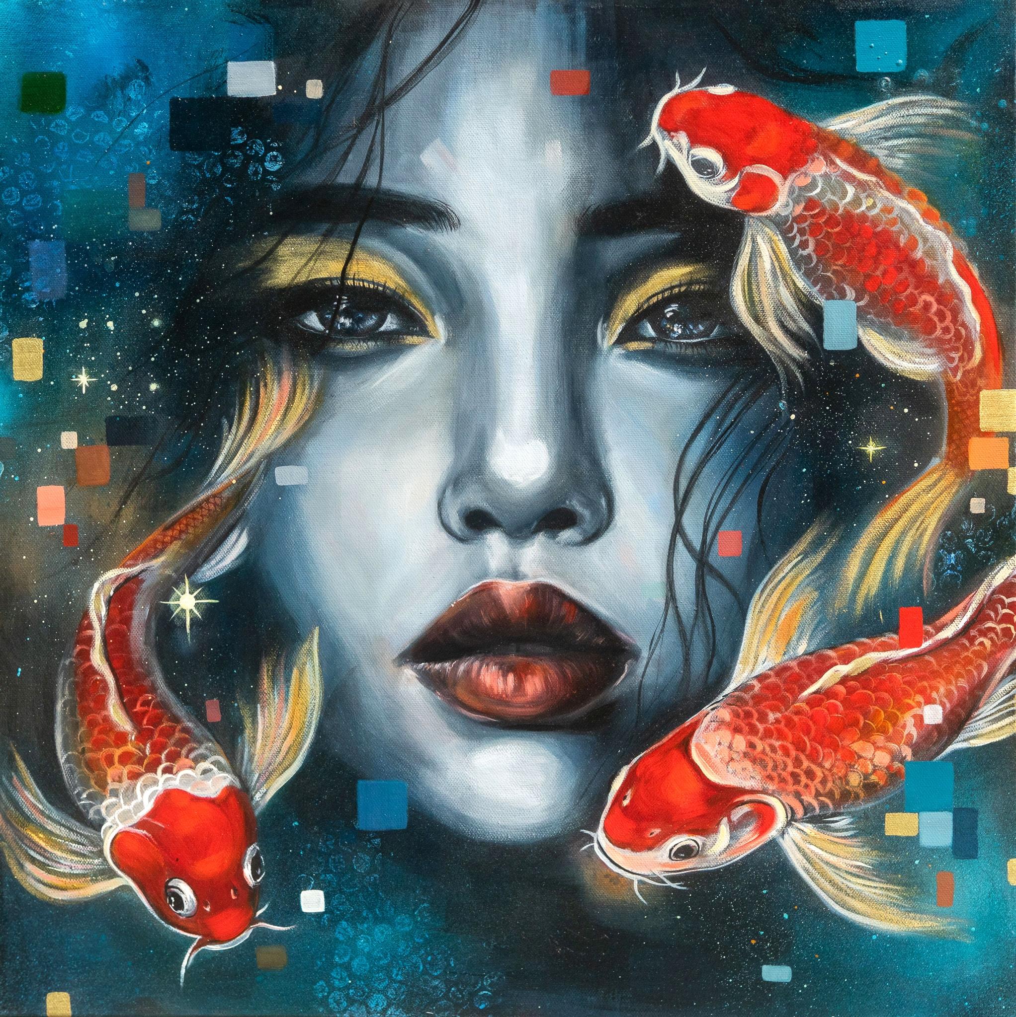 Figurative Painting de Kristi Kazar - Bajo la superficie.  Pintura figurativa contemporánea