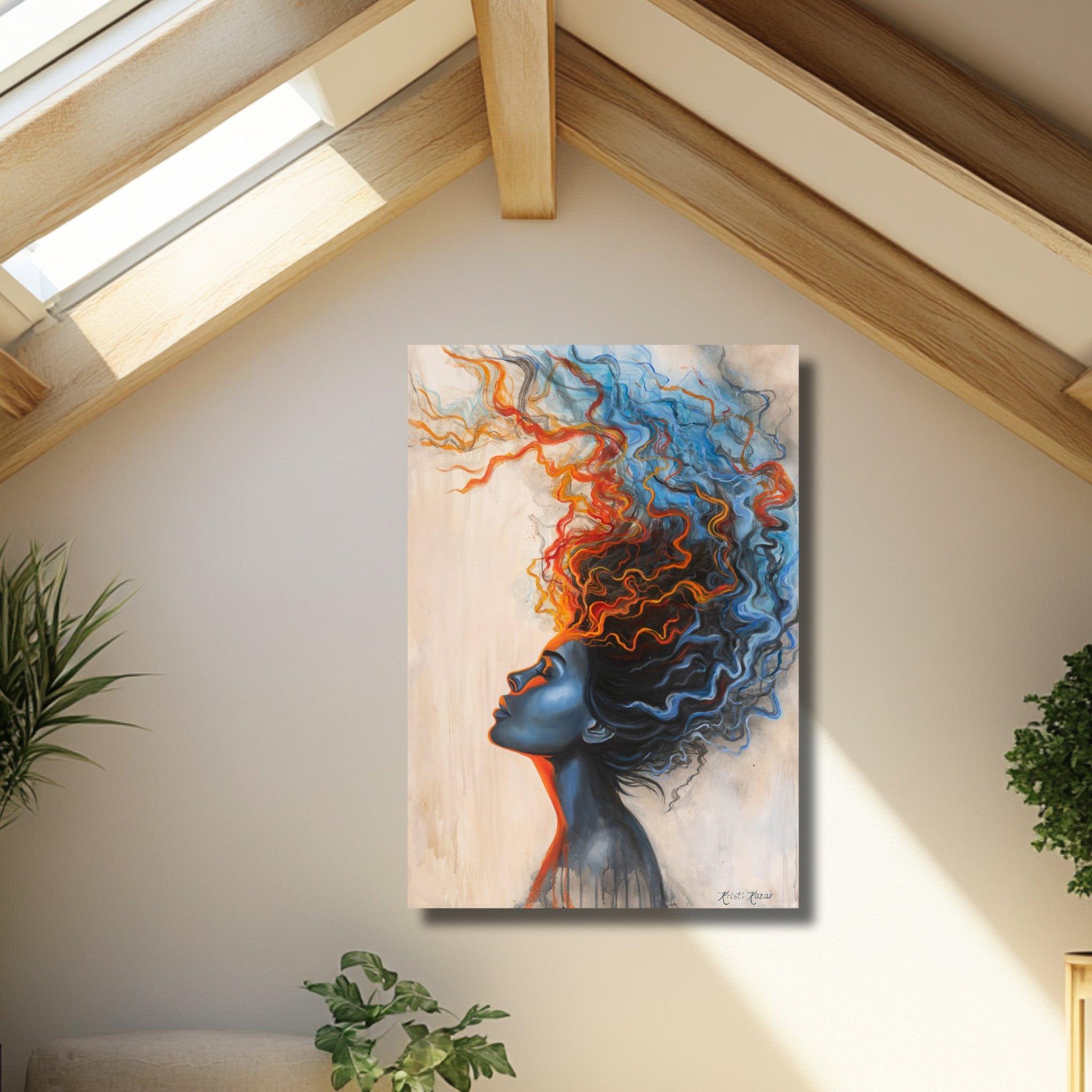 La dualità della fiamma.  Pittura figurativa contemporanea - Painting di Kristi Kazar