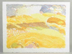 Kristian Begtorp, Danish artist. Color lithograph. Lyrical abstract landscape.