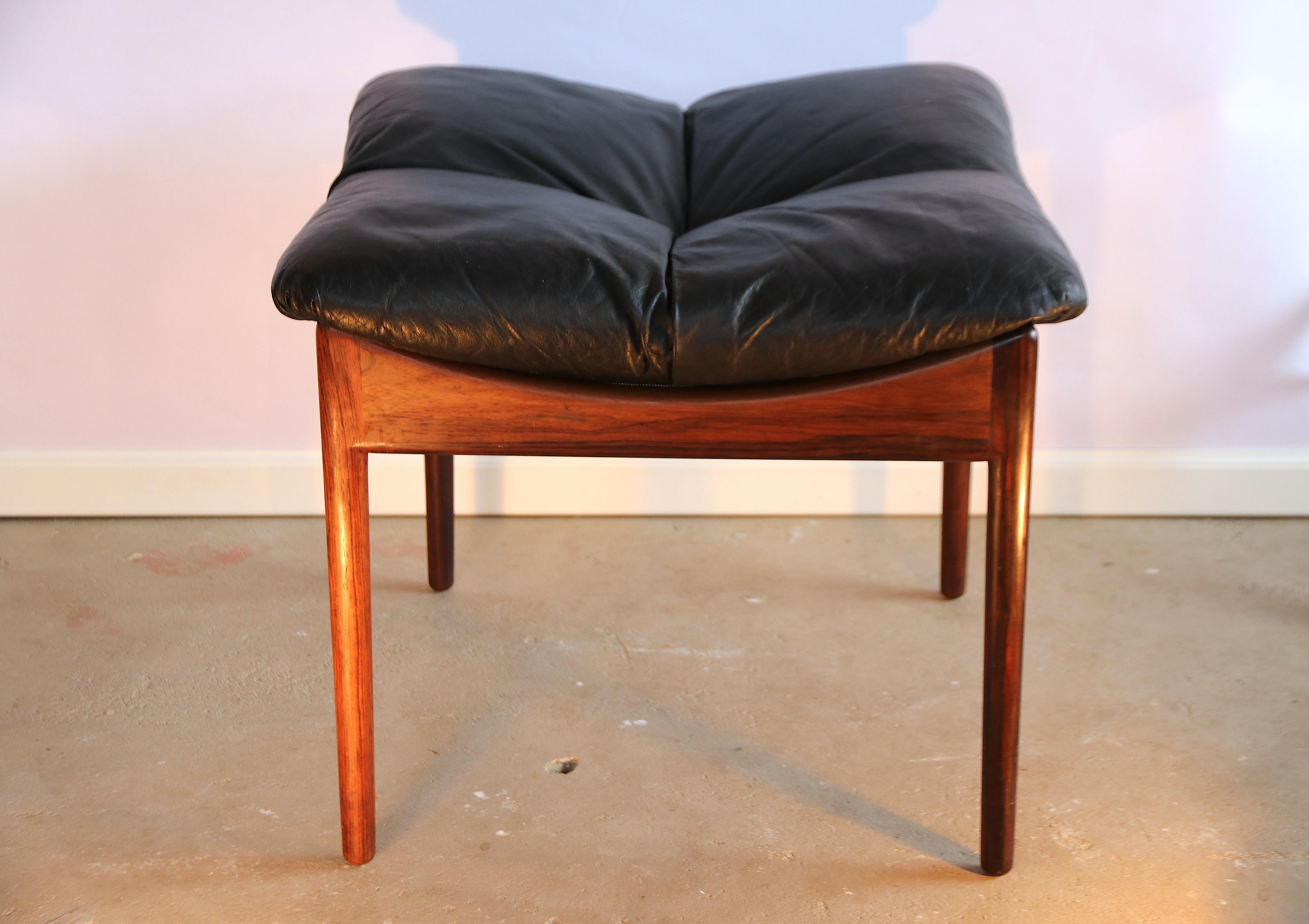 Leather Kristian Solmer Vedel Armchair and Ottoman 