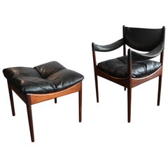 Vintage Kristian Solmer Vedel Armchair and Ottoman "Modus" by Soren Willadsen, 1960s