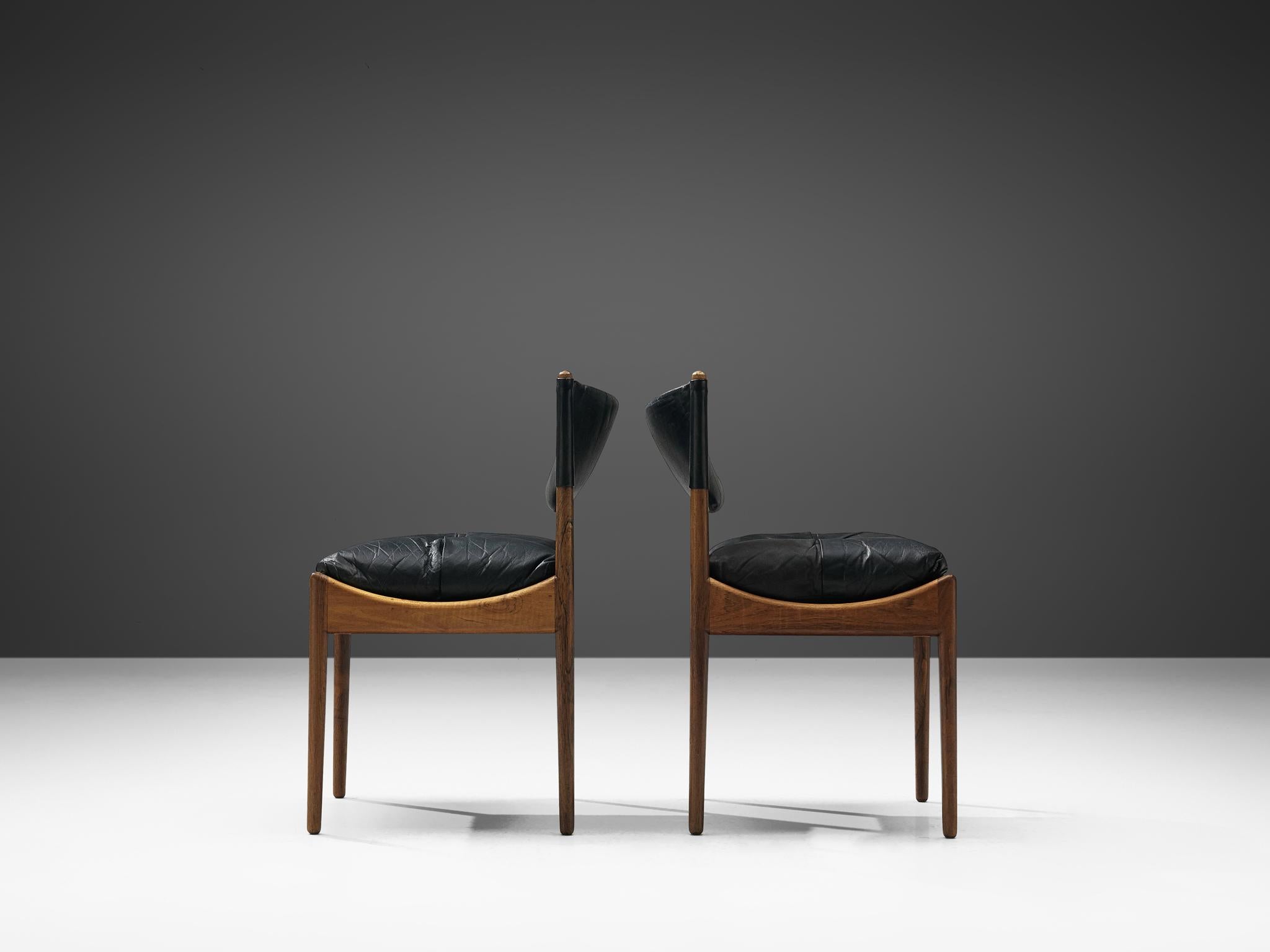 Kristian Solmer Vedel Black Leather Lounge Chairs 4