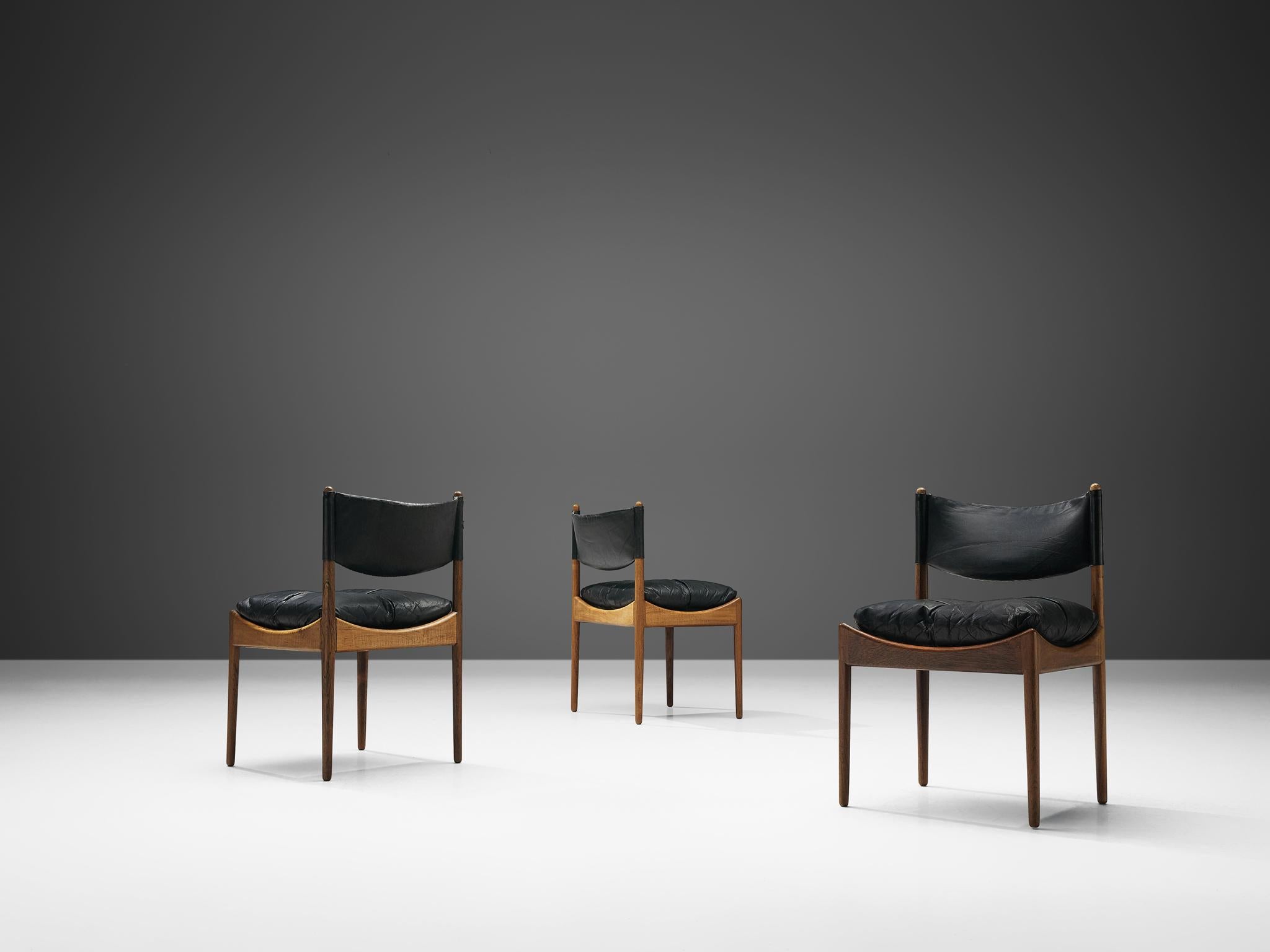 Kristian Solmer Vedel Black Leather Lounge Chairs 1