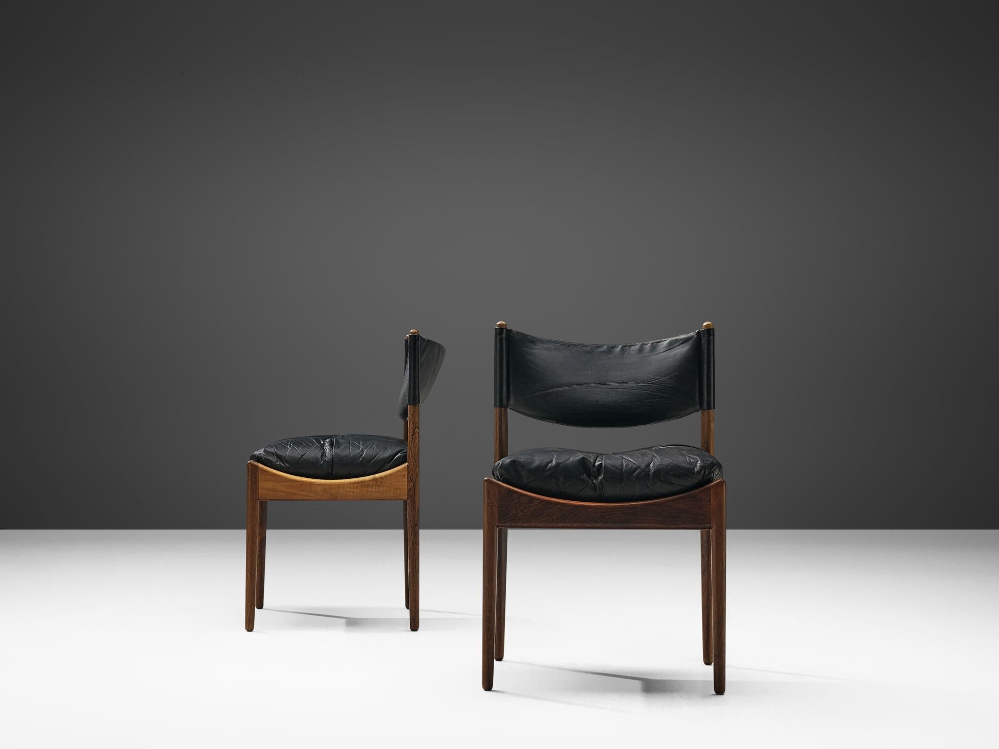 Kristian Solmer Vedel Black Leather Lounge Chairs 2