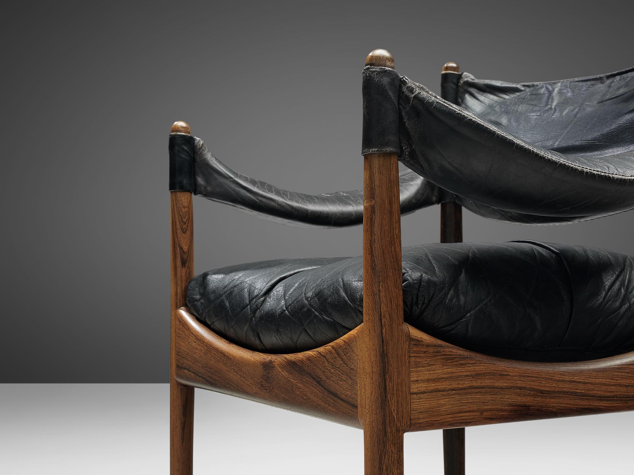Kristian Solmer Vedel Black Leather Lounge Chairs 1